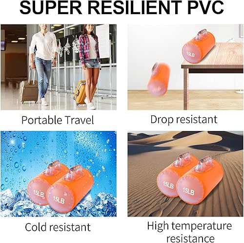 Miniatura 7 de Water Filled Training Dumbbells, Travel Weights Set, Adjustable Weights to 40Lbs,30Lbs,20Lbs,10Lbs,4Lbs Dumbbell Pair,Each 20151052 Lbs, Portable