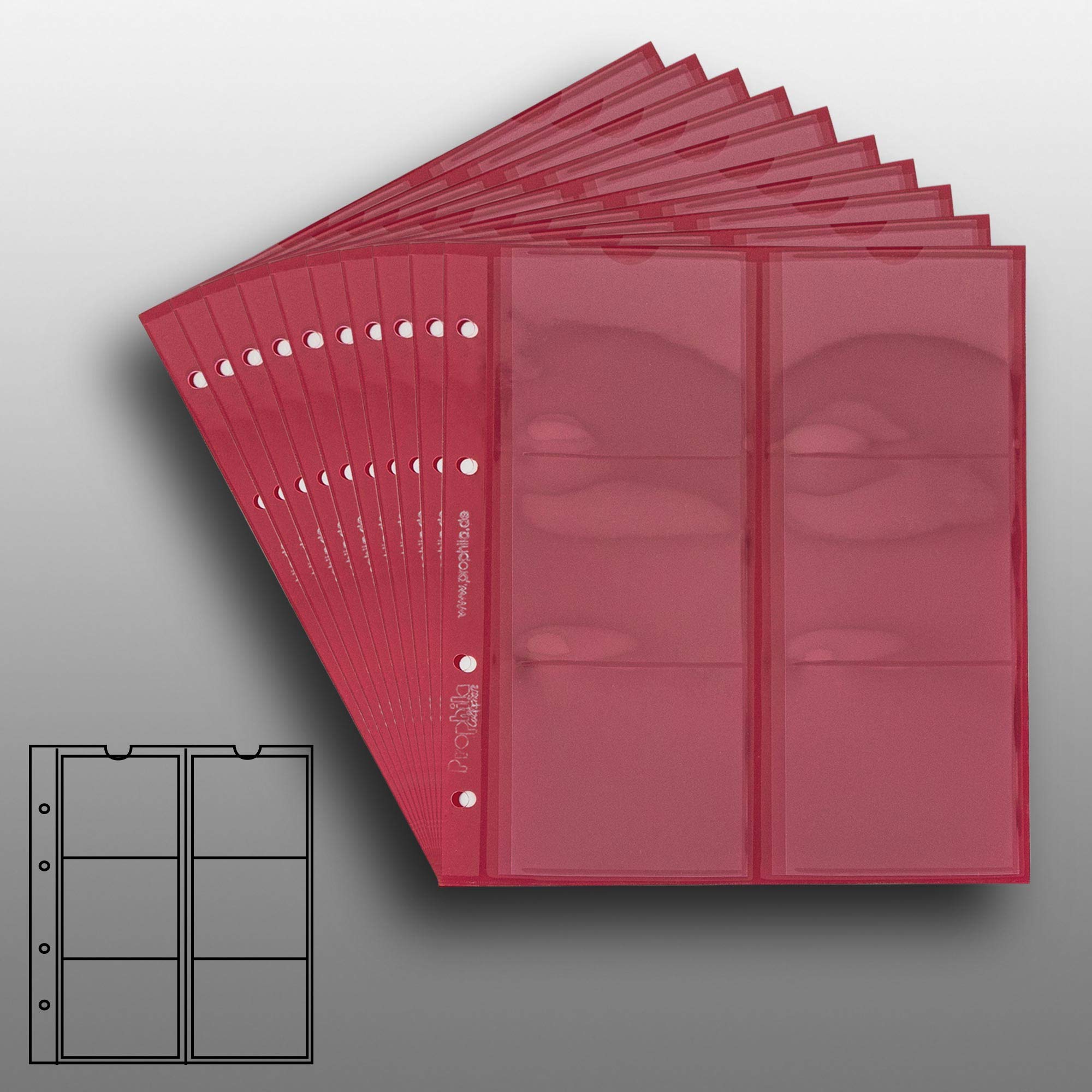 10 Prophila Coin Sheets, 6 Pockets up to 64 mm Diameter