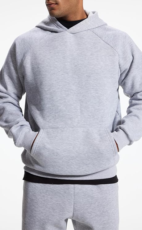 Men's Relaxed Fit Cotton Raglan Sleeve Hoodies Pullover Hooded Sweatshirt Casual Long Sleeve Shirts with Pocket