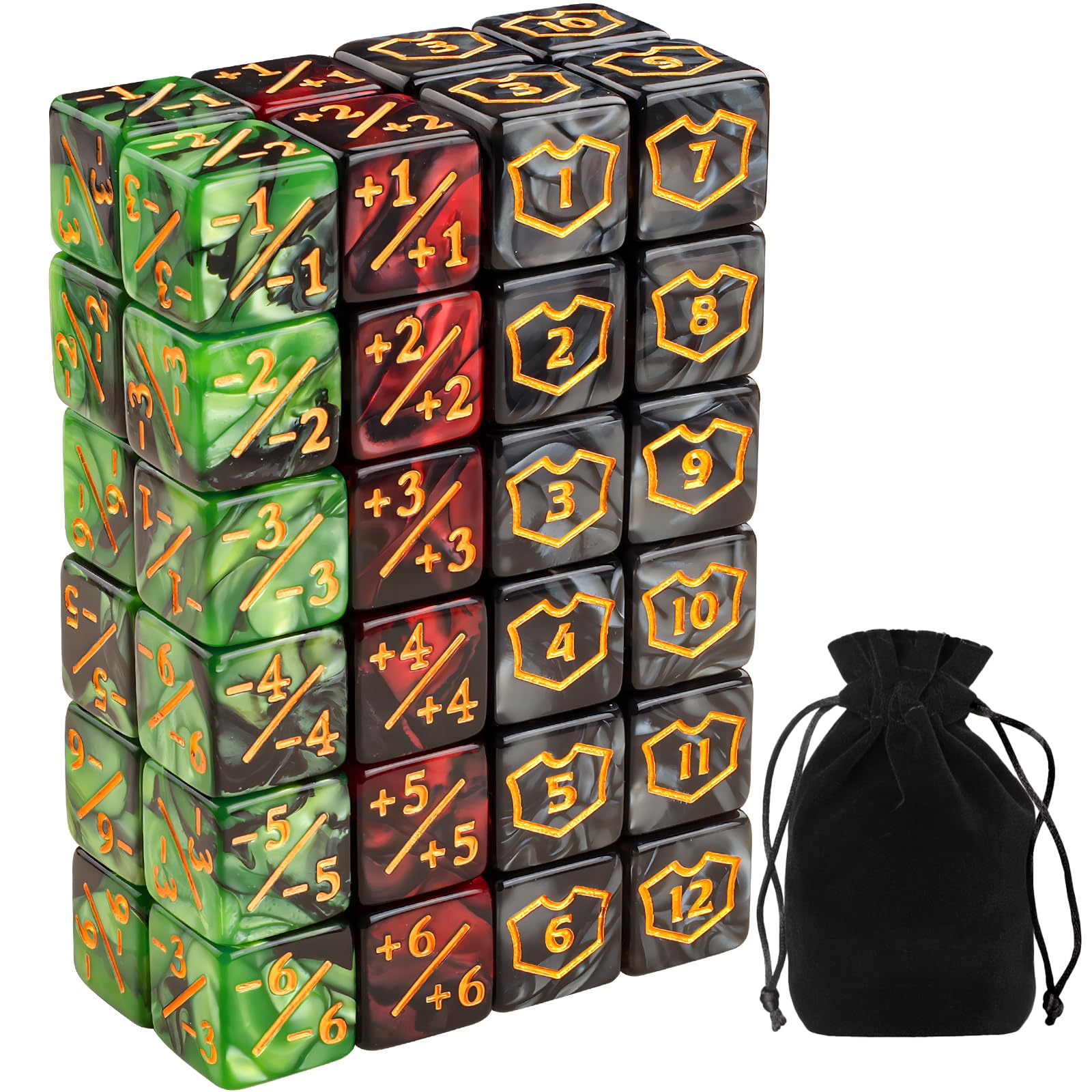 48 Dés Compteurs HENGBIRD - D6 Acrylique - Pour MTG, CCG Et Jeux De Cartes - Sac De Rangement Inclus - Violet/bleu