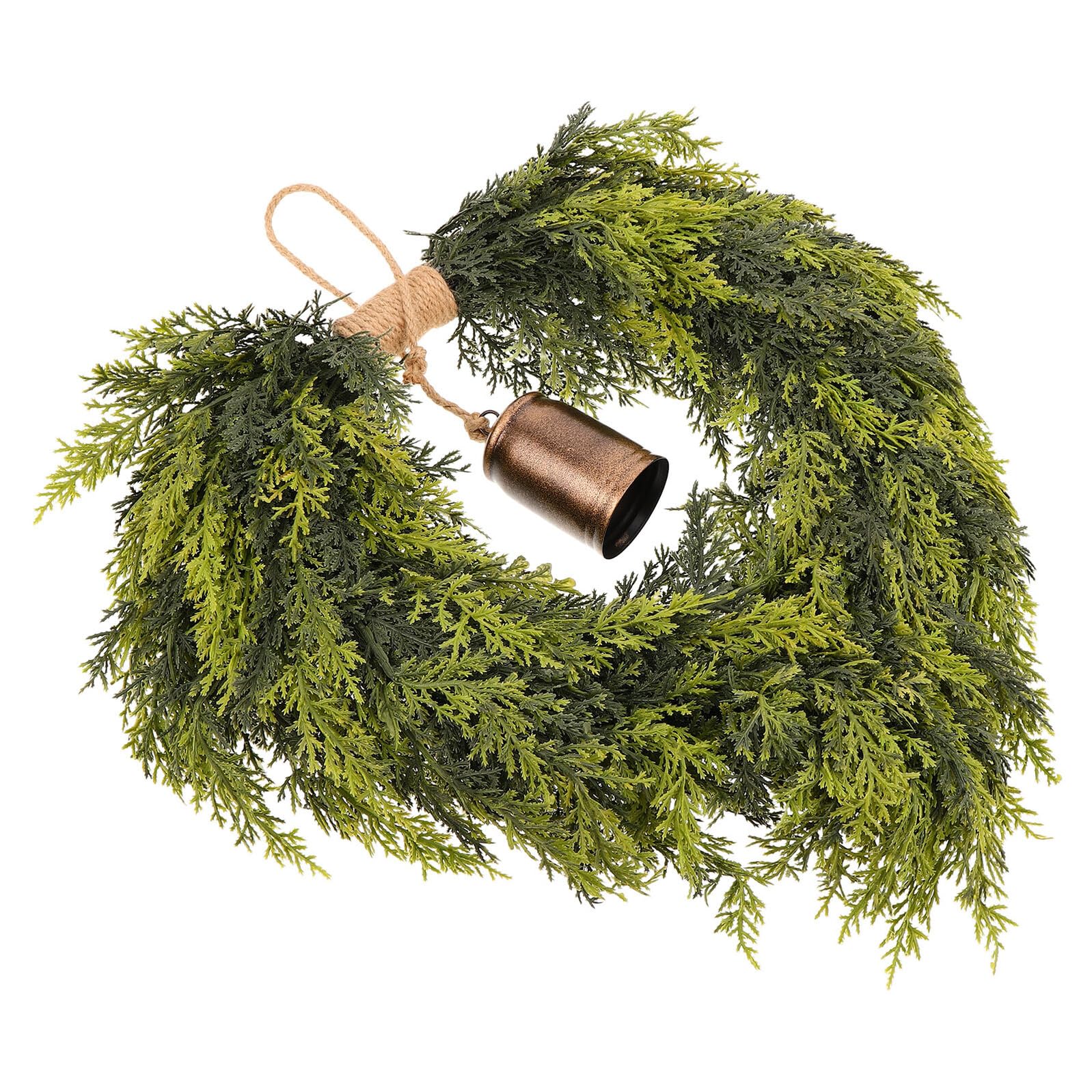 Couronne de Noël forme cœur avec guirlande cèdre artificiel et pin