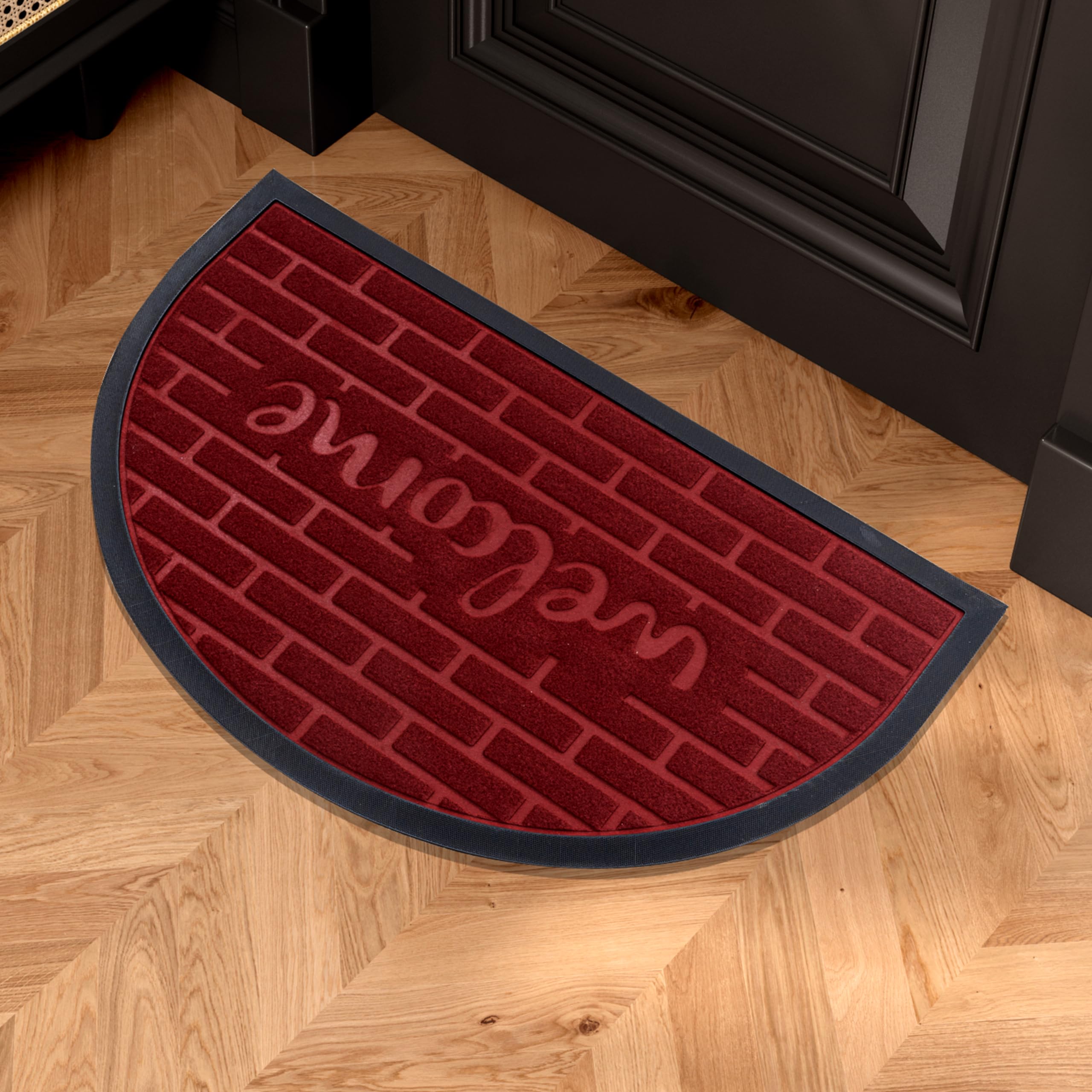 PVC Indoor Doormat,Front Back Door Mat Rubber Backing Non Slip Door Mats (Wine-Red, 17" x 30")