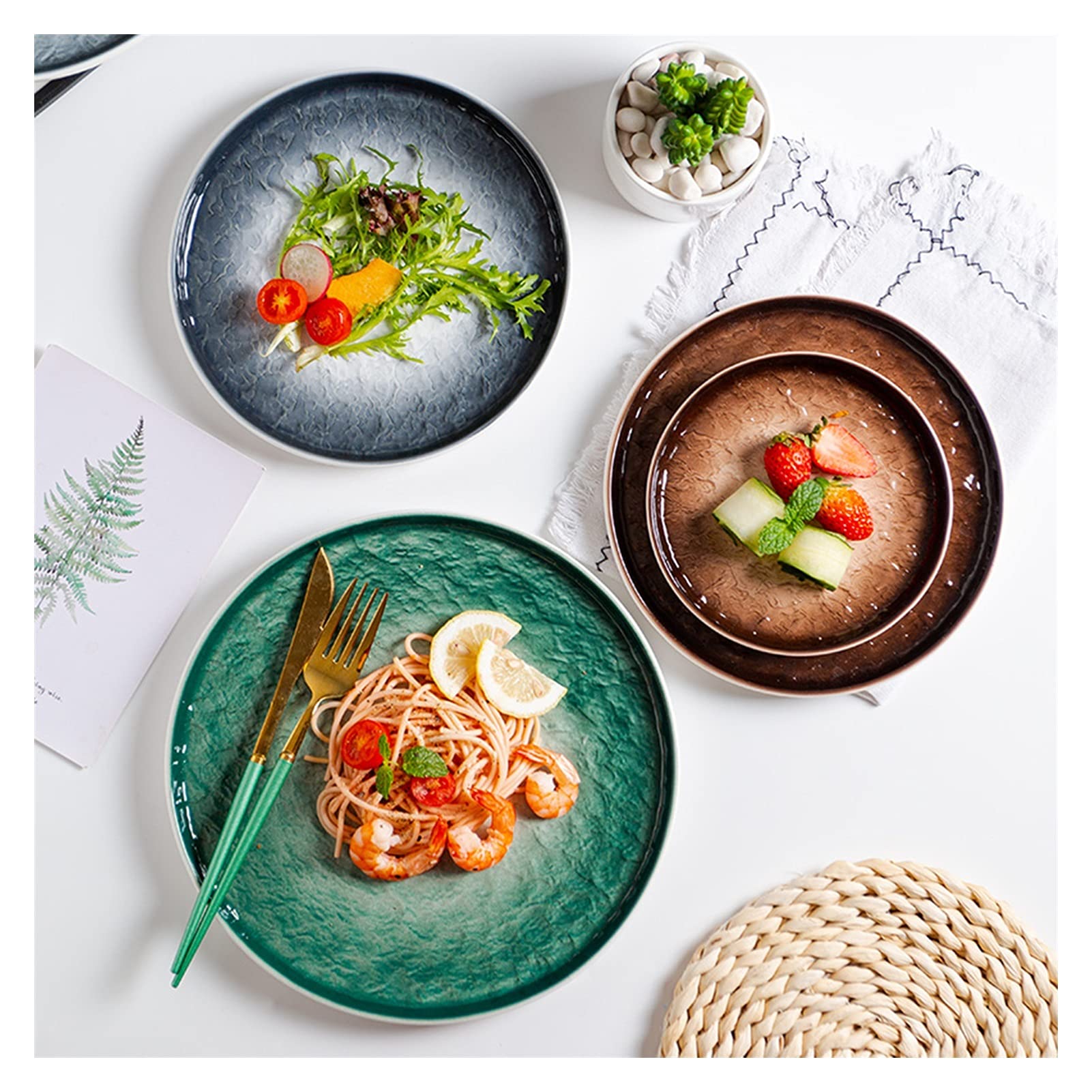 Taca dekoracyjna taca do serwowania zachodnia ceramiczna płyta do serwowania Sałatka do użytku domowego Talerz do steków Talerz do steków Okrągły talerz do restauracji na przyjęcie