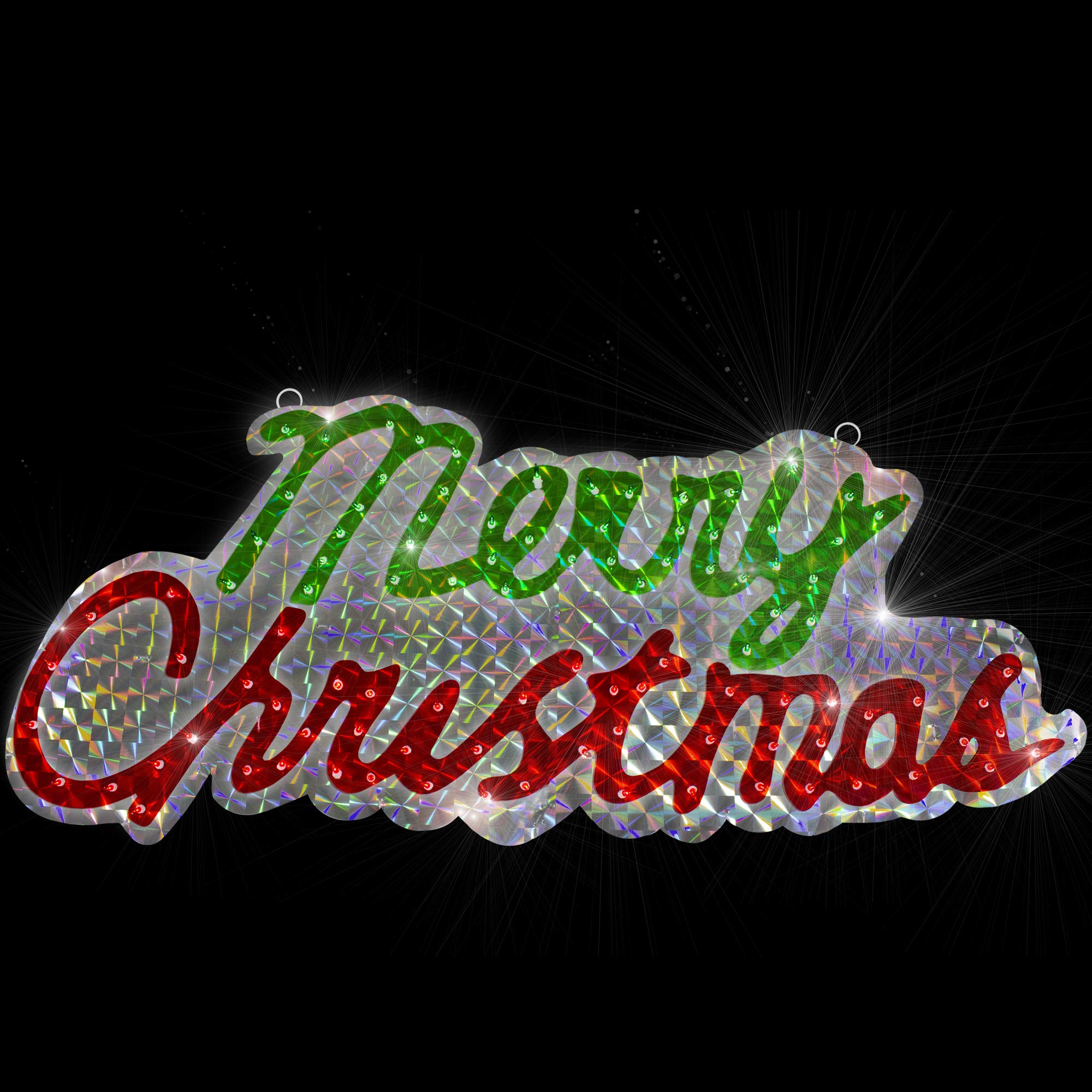 Lighted Holographic Merry Christmas Sign Outdoor Decoration - 45.5