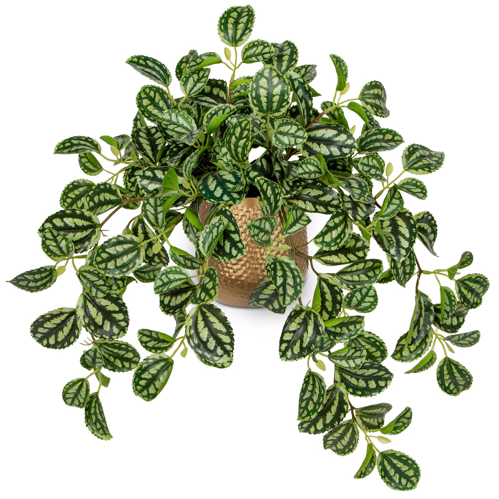 Fake Plants in Gold Metal Pots 41cm Artificial Trailing Plants Potted