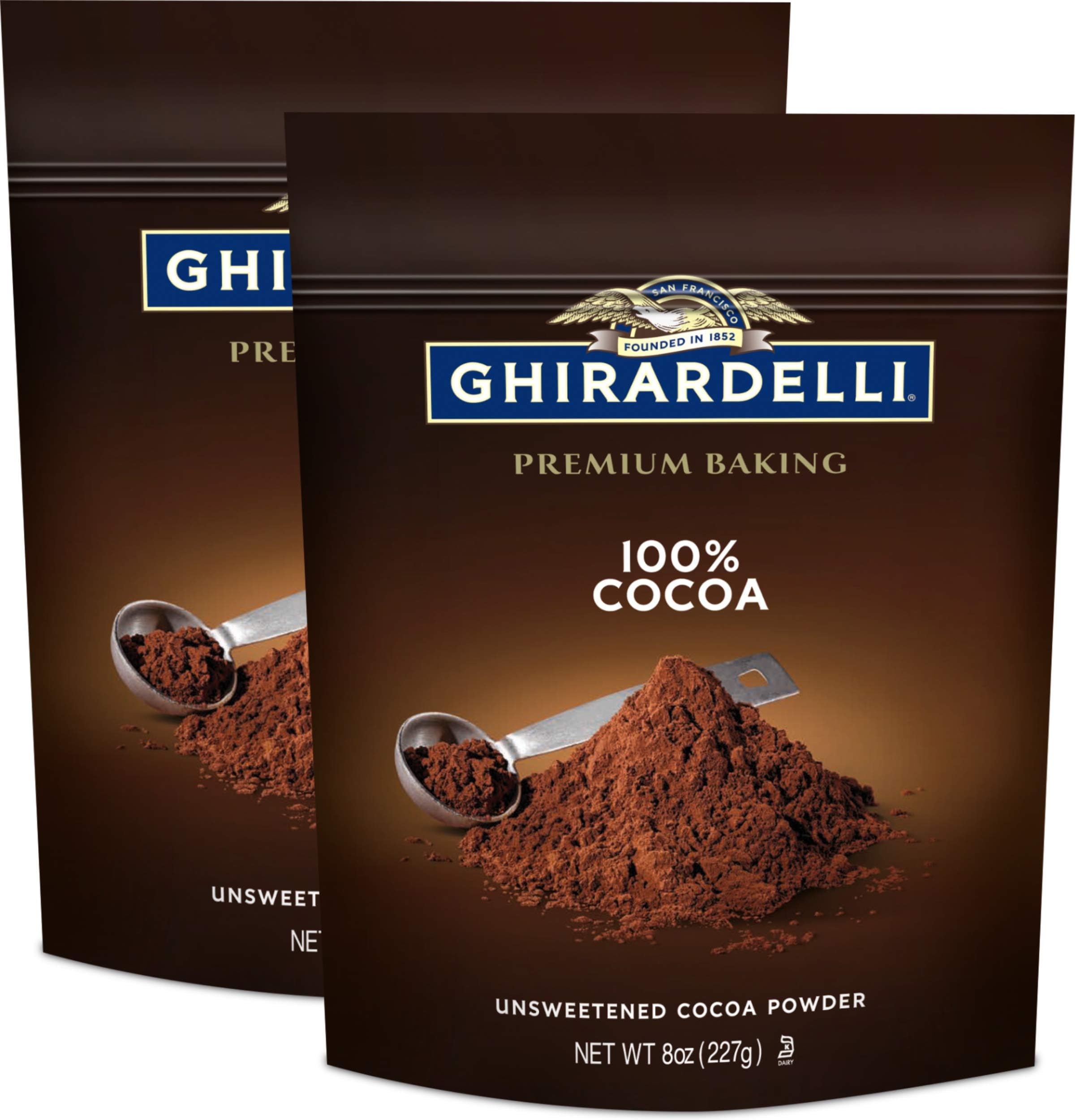 Ghirardelli Premium Baking Cocoa, 100% Unsweetened, 8 Ounce (Pack of 2)