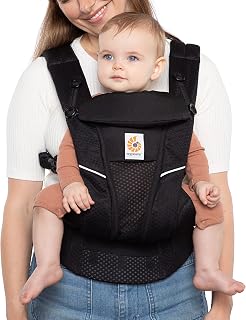 Ergobaby Omni Breeze Breathable Mesh Baby Carrier - All Positions, Lumbar Support, Newborn to Toddler 7-45 lbs, Onyx Black
