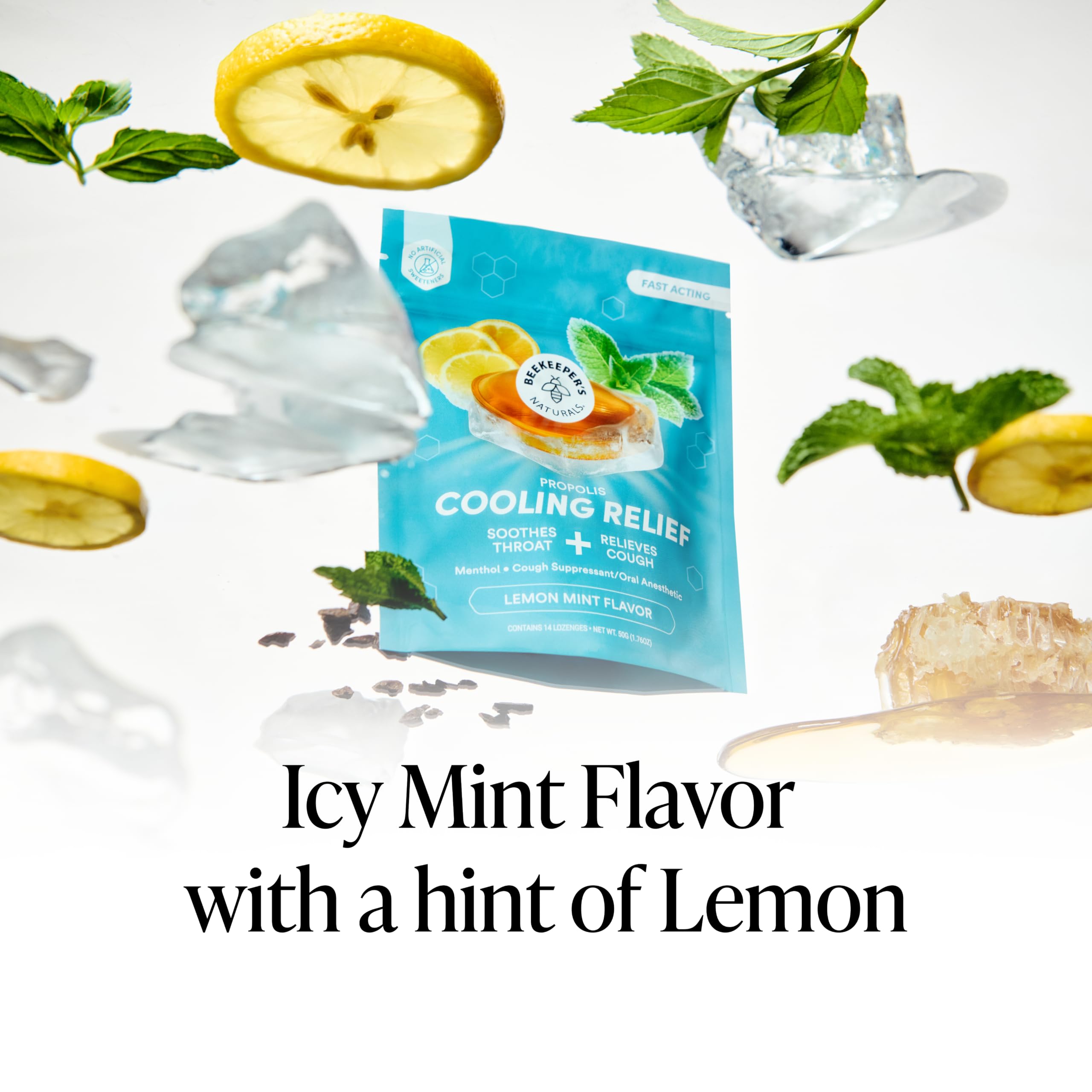 Beekeeper's Naturals Throat Relief Menthol Cough Drops, Lemon Mint, 18Ct — Amazon image 7