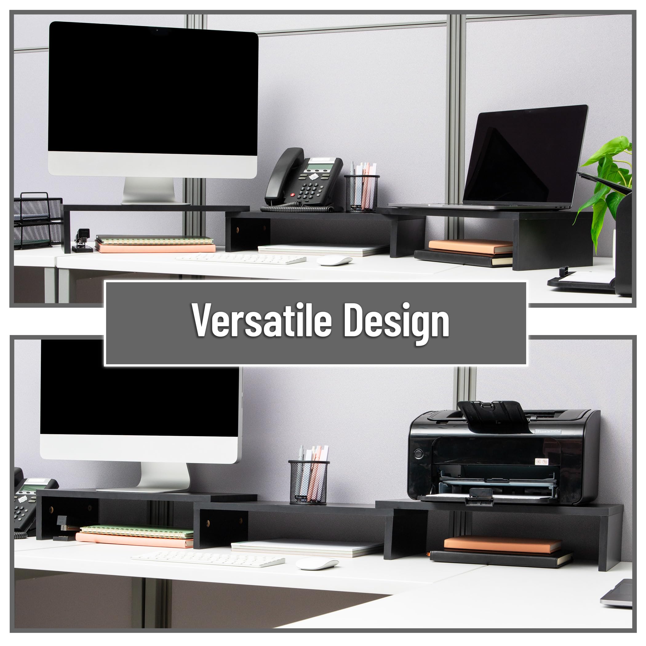 Mind Reader Supporto Doppio a 2 Livelli per Computer Portatile, TV, Monitor Multi-Livello, Supporto per casa o Ufficio, Nero