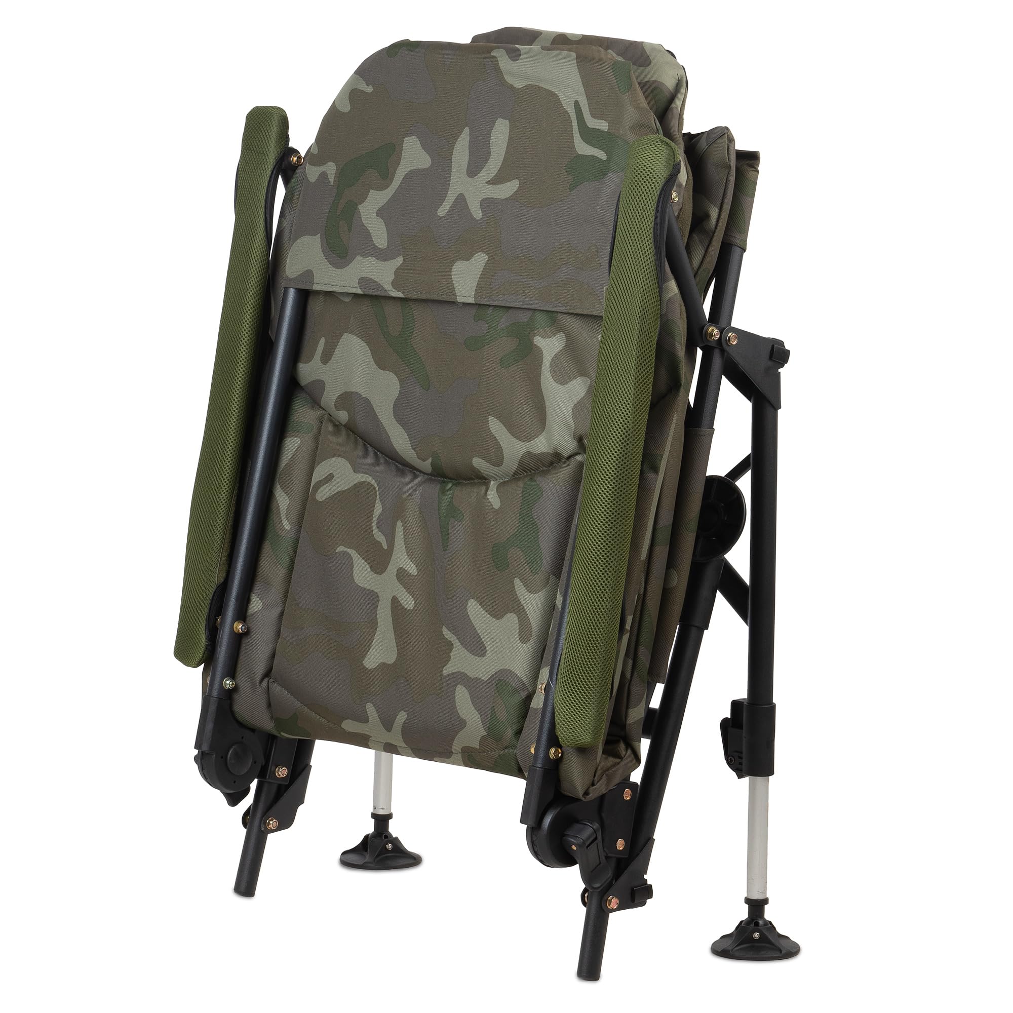 CampFeuer Sedia da pesca camouflage verde oliva | Sedia da campeggio regolabile in altezza | Sedia da carpa pieghevole | Outdoor Travelchair per campeggio, tenda, pesca