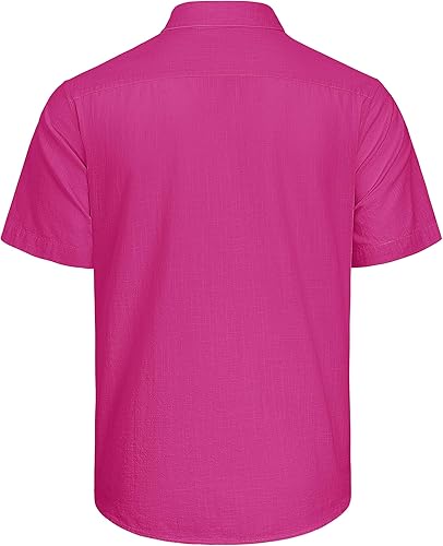 Miniatura 59 de J.VER Camisas de manga corta de lino y algodón para hombre, estilo informal, ligeras, con botones, para vacaciones, playa y verano, con bolsillo