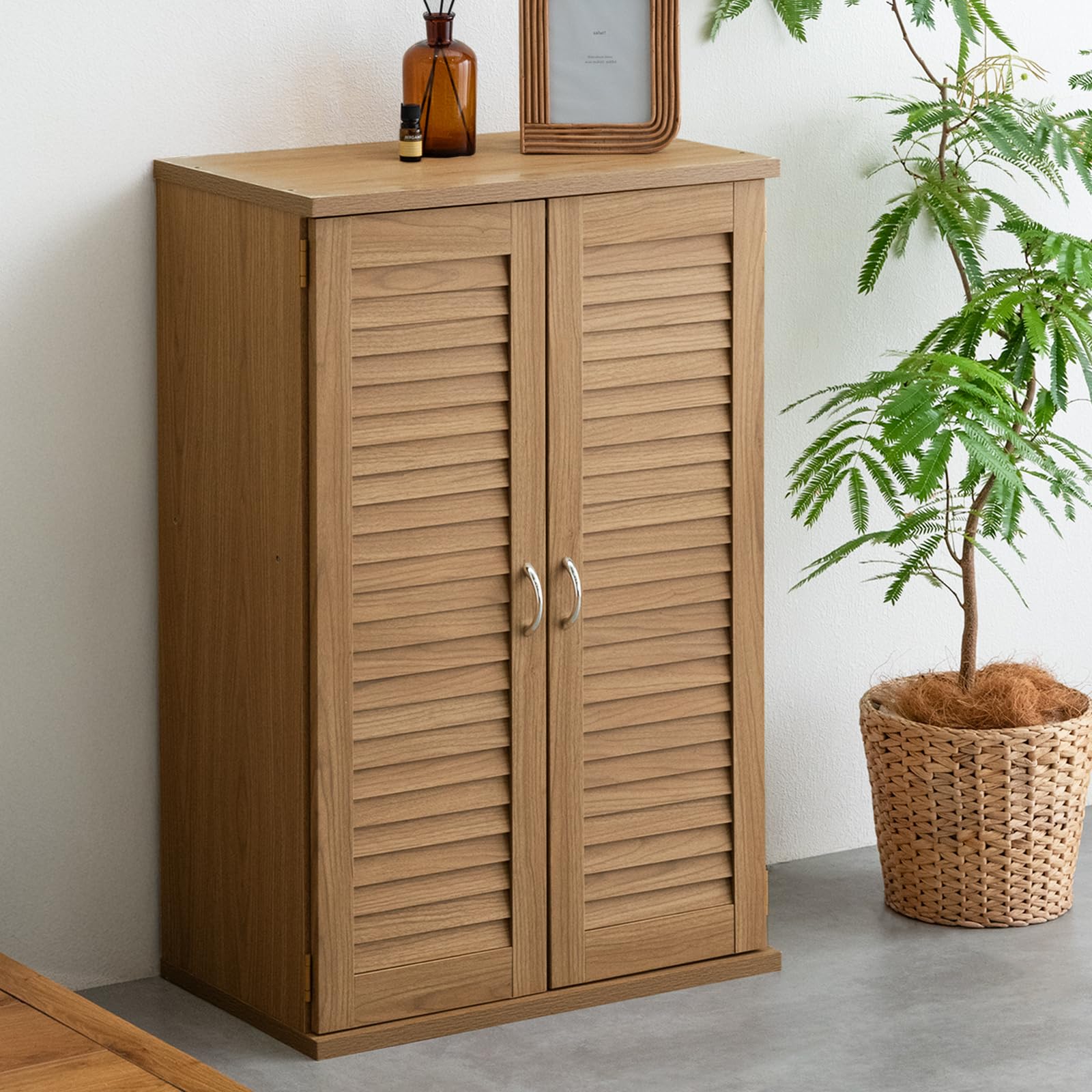 Amazon｜タンスのゲン 下駄箱 RENEW 幅60cm 靴箱 収納 可動棚 ルーバー