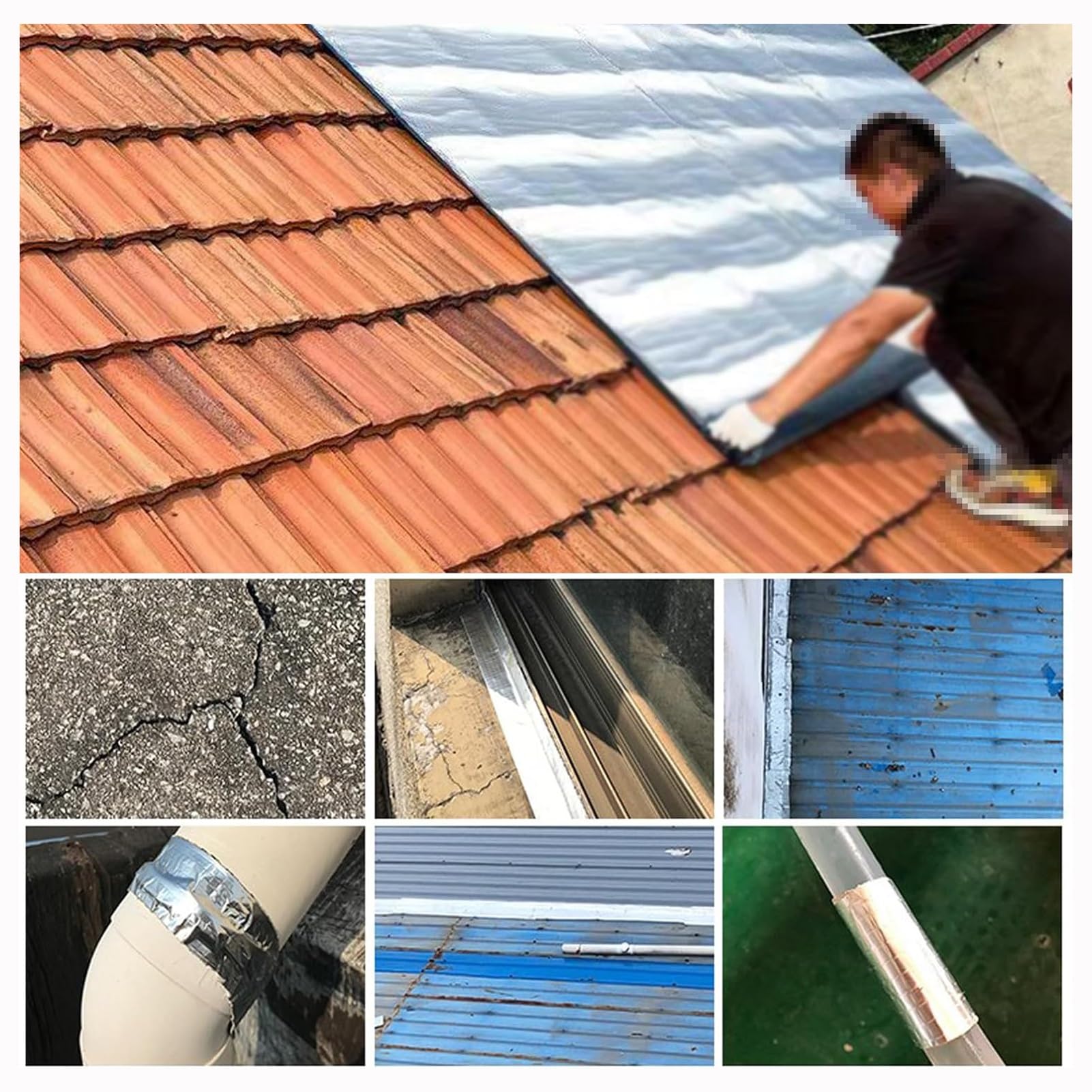Cinta autoadhesiva para reparación de techos de asfalto, sellador de lámina de aluminio para vigas y ventanas, aislamiento térmico reflectante, sello antifugas UV, 50 cm x 2000 cm