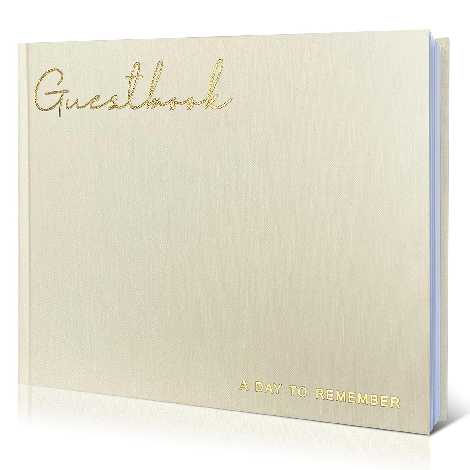 WeddingGiftsWedding Elegant Linen Wedding Guset Book - Polaroid Guest Book for Wedding Reception,Baby Shower,Bridal Shower and Special Events - 100 Blank Pages for Sign in and Photos (B-Cream)