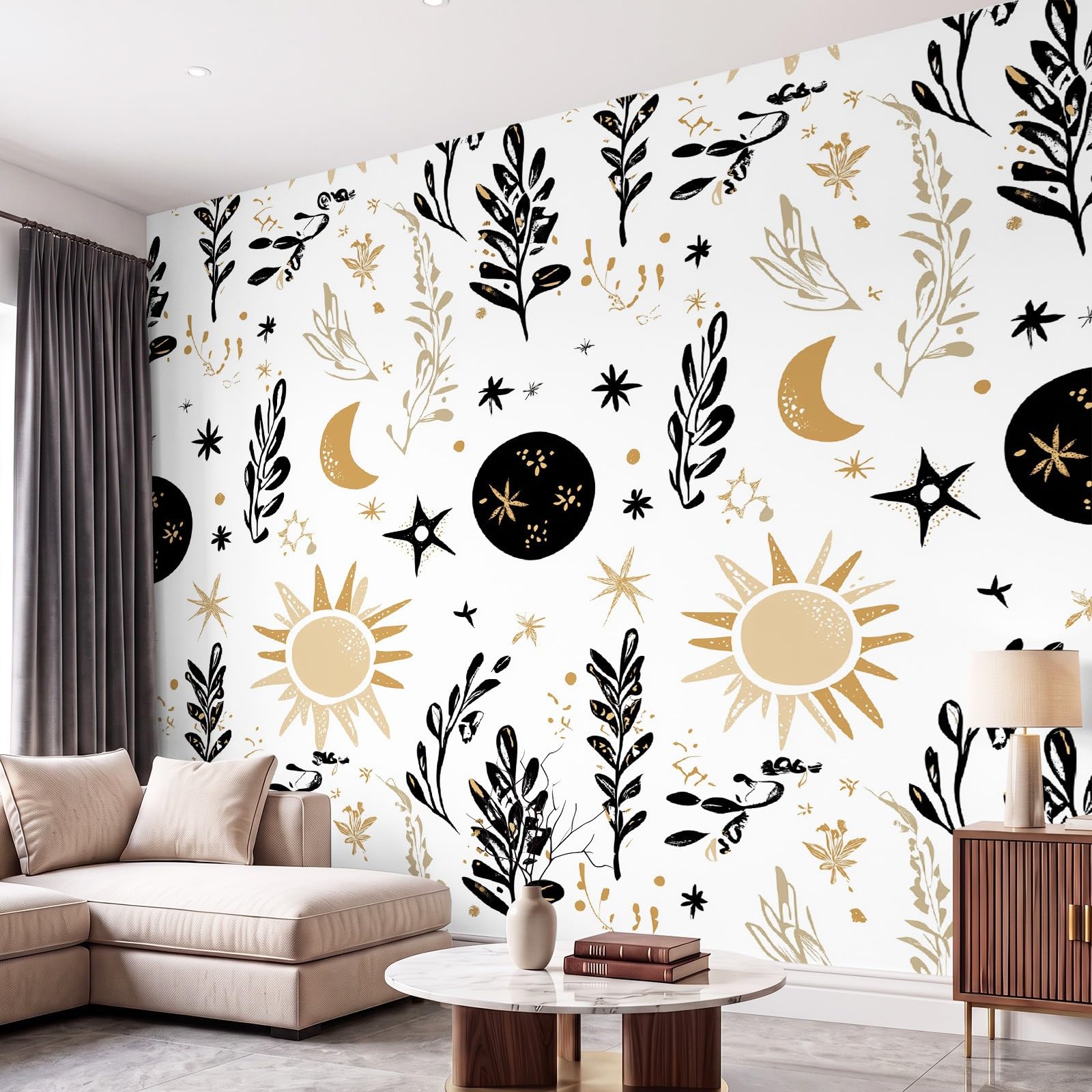 Générique Celeste botaniczna mistyczna tapeta z włókniny 250 x 175 cm czeska Panoramiczna tapeta biała, gobelin plakat ścienny do sypialni salon sypialnia dekoracje ścienne