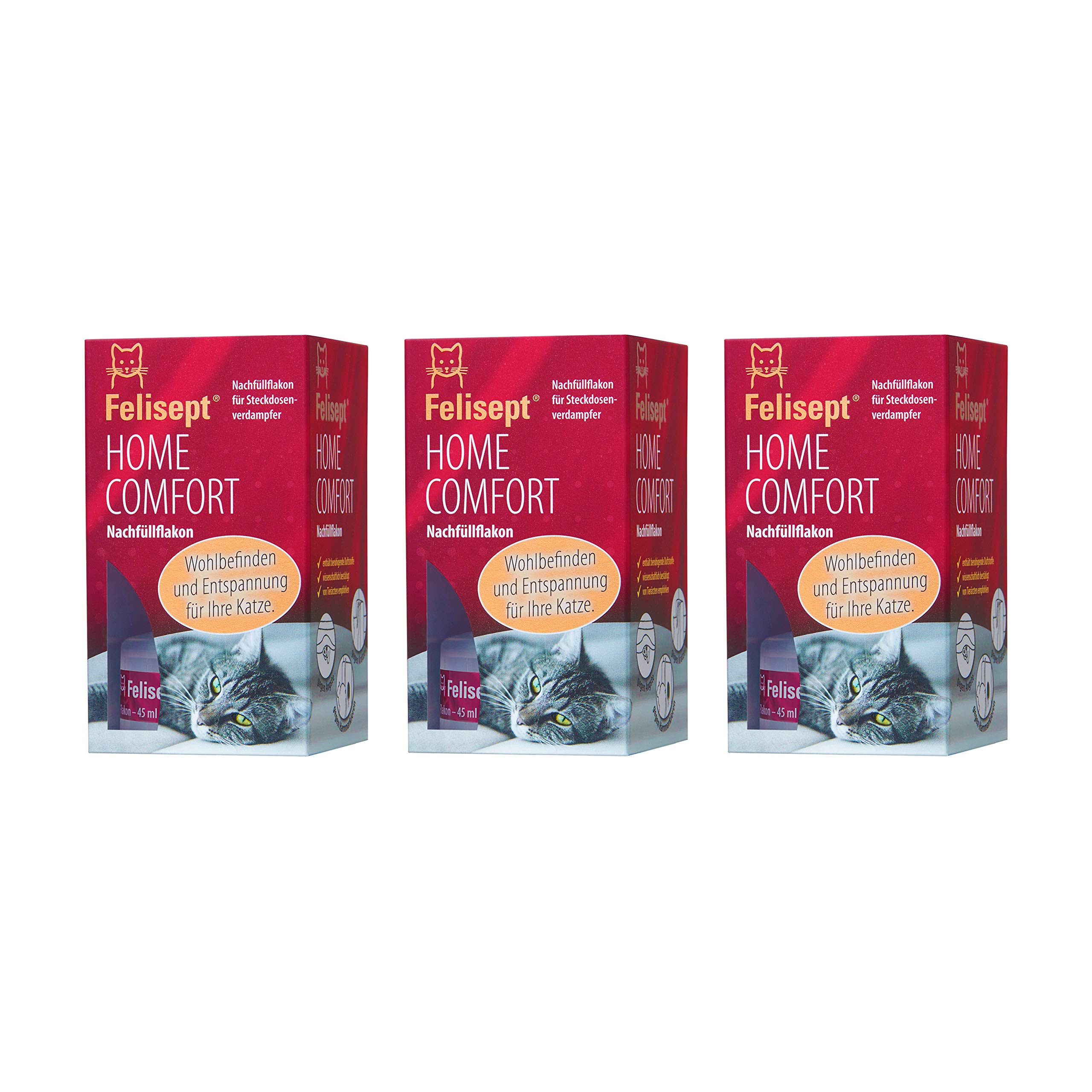 Felisept Home Comfort Set: Starter-Set (Verdampfer + Flakon 45ml) + Nachfüllflakon 3 x 45ml - Beruhigungsmittel für Katzen mit natürlicher Katzenminze: Ohne Pheromone Katzen