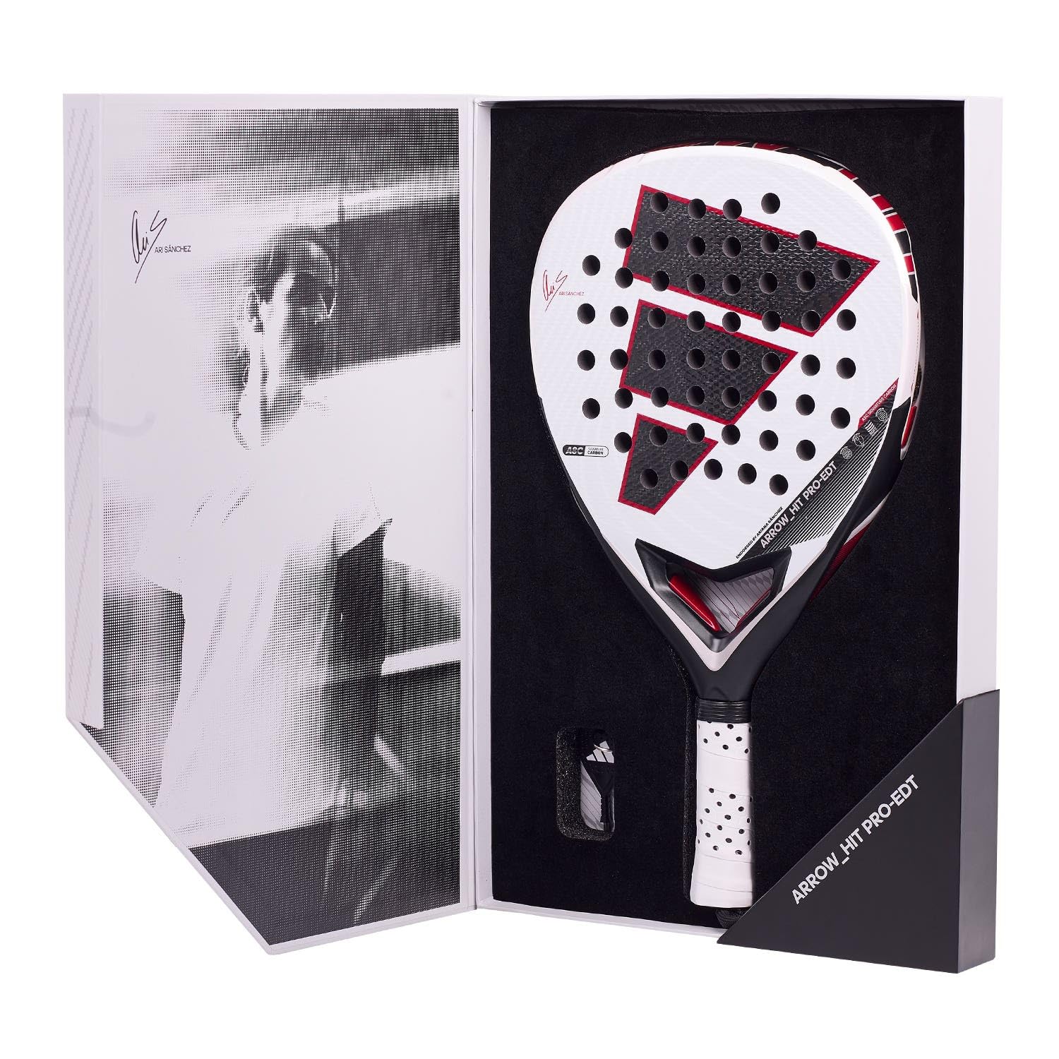 Pala de Padel adidas Arrow Hit Pro EDT 2026 ARI Sanchez, Blanco, Forma Diamante, Goma eva Soft Performance, Fibra ASC