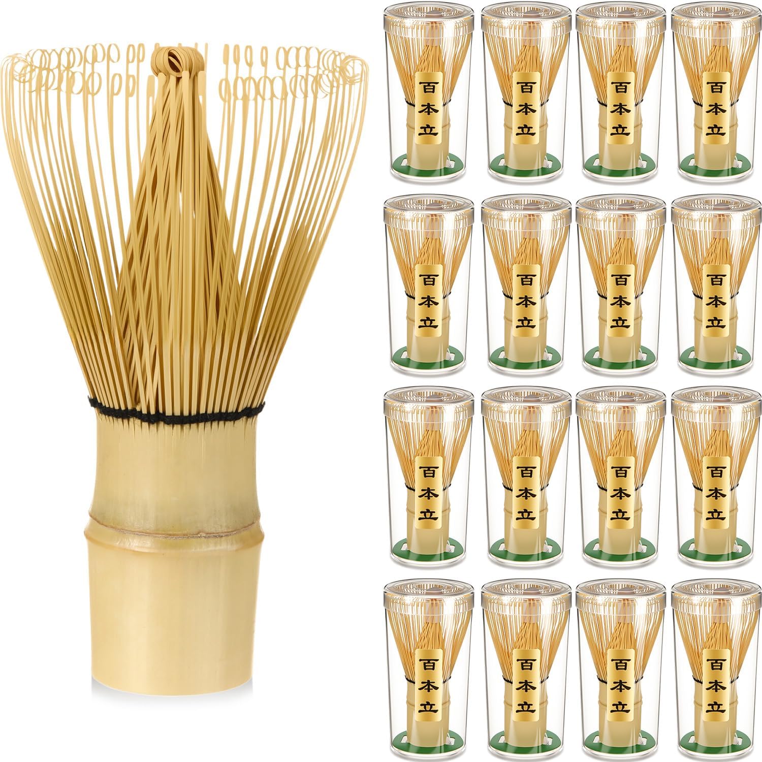 LemonRoad 12 Pcs Matcha Whisk Bulk 100 Prong Bamboo Whisk for Matcha Powder Traditional Japanese Chasen Handcrafted Organic Bamboo Stirrer Mixer Brush Authentic Ceremonial Tea Preparation Starter