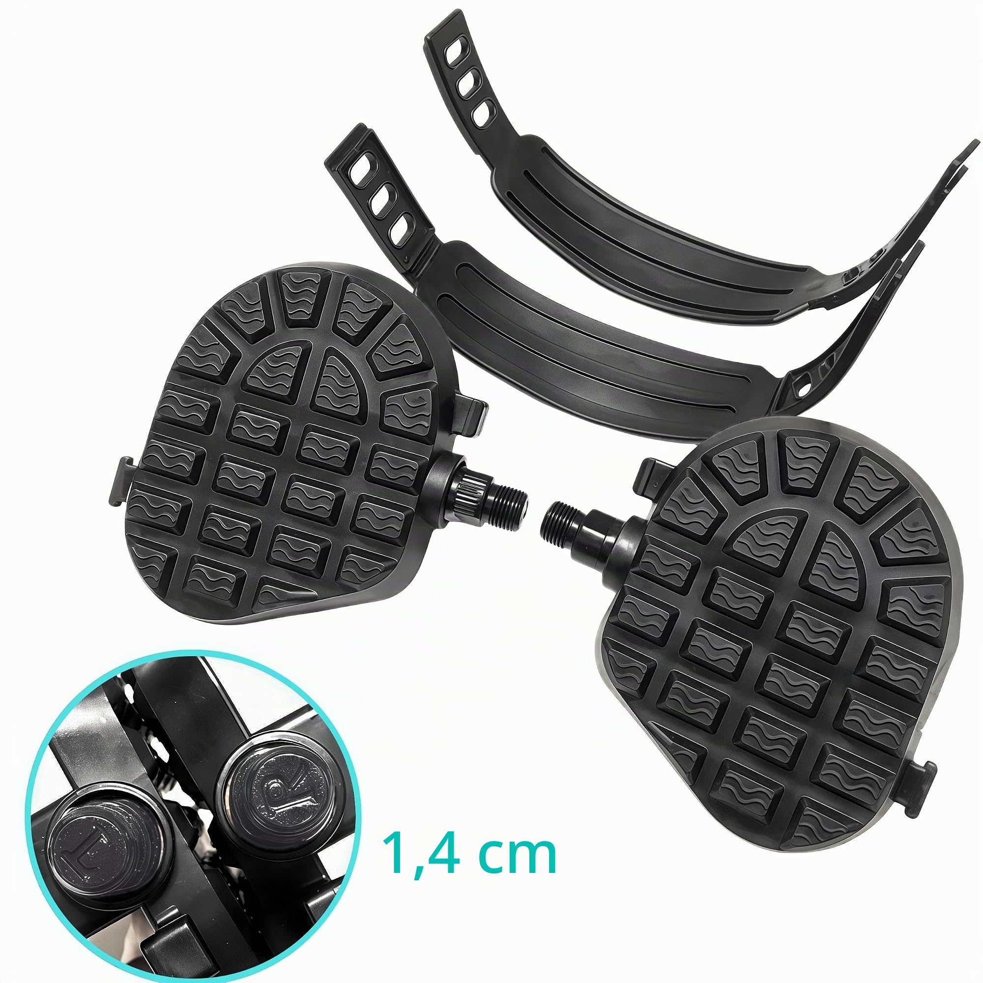 1 paio di pedali per cyclette,9/16" - 14mm Coppia Pedali, ricambio per bici da spinning con cinghia,parti di ricambio per esercizi, per bici da spinning e bici da corsa, bicicletta reclinata
