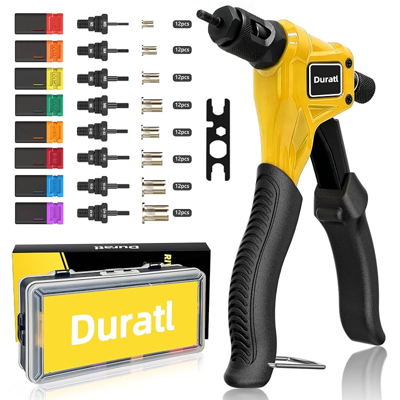 Kit de Rebitador de Porca Duratl em Ângulo de 20,3 cm com 8 Mandris e 96 Porcas Rebite