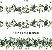 Vista 50 de TOCHGREEN 4 Pack 24Ft Artificial Eucalyptus Flower Garland with Champagne Roses, Fake Rose Flower Greenery Garland Floral Vines for Wedding Home