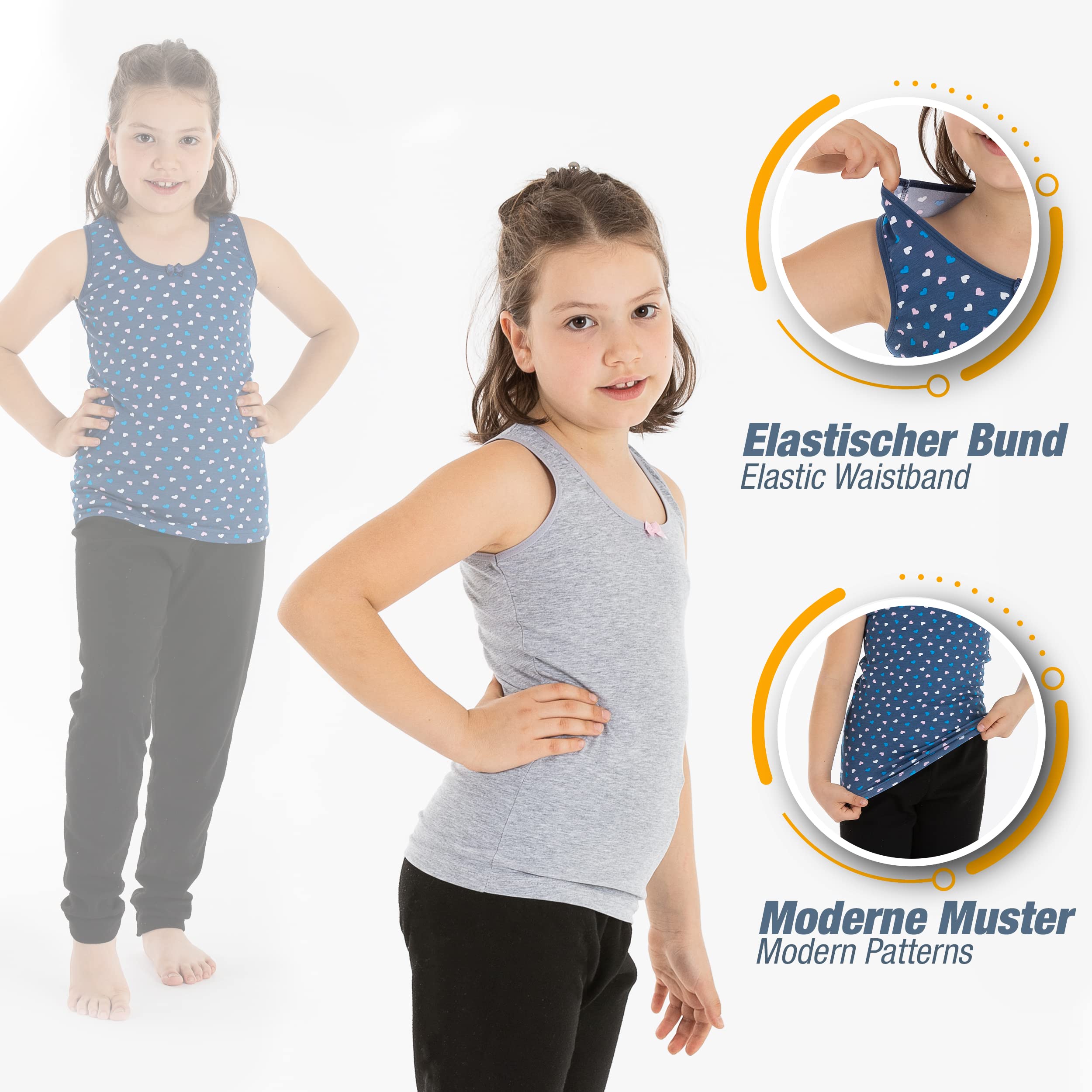LOREZA® 5 Filles Maillot de Corps en Coton Débardeur Enfants (12-13 Ans, modèle 7)
