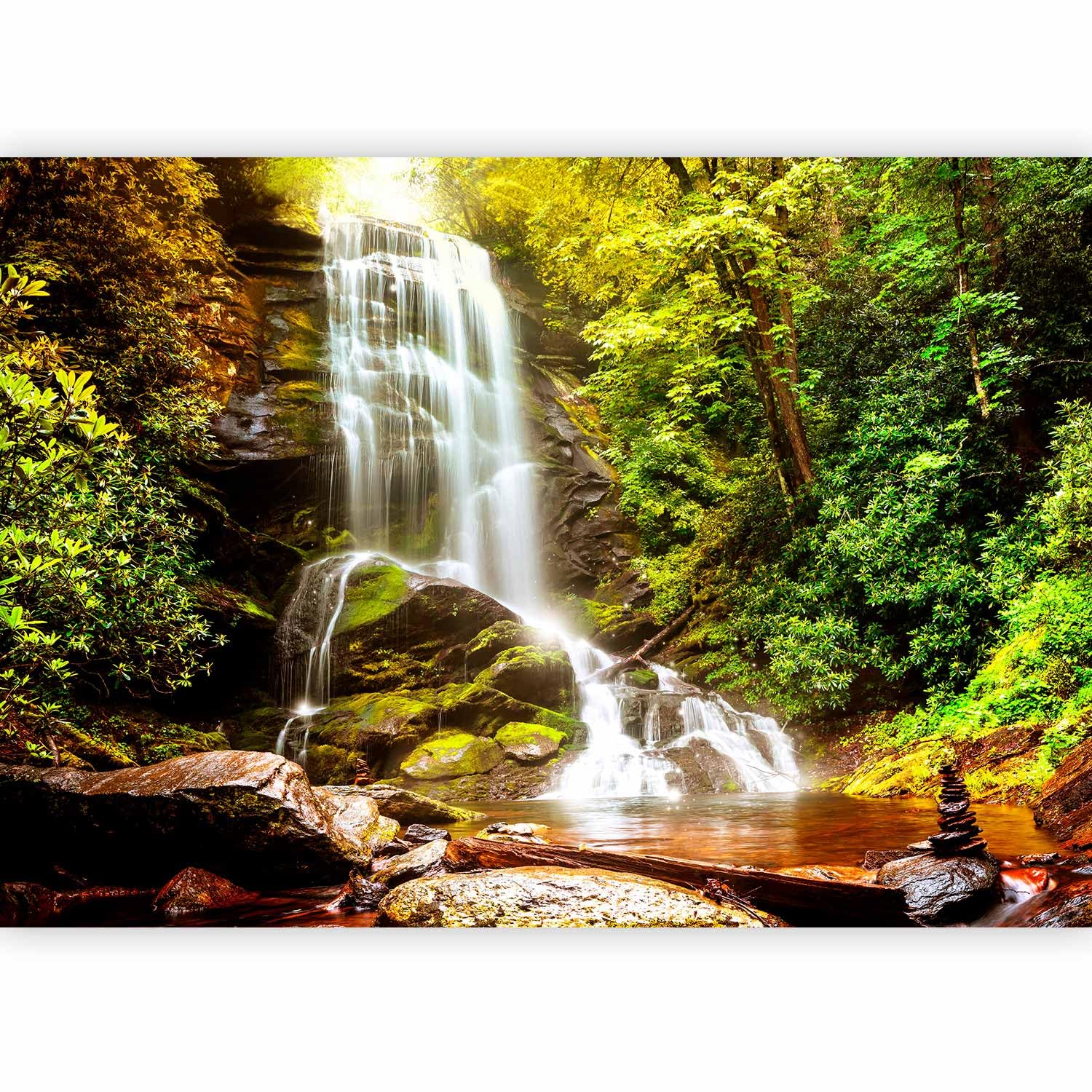 murando Premium Photo Wallpaper Waterfall 150x105 cm / 60"x42" Non-Woven Premium Art Print Fleece Wall Mural Decoration Poster Picture Design Modern Nature Landscape Forest Lake c-C-0446-a-a