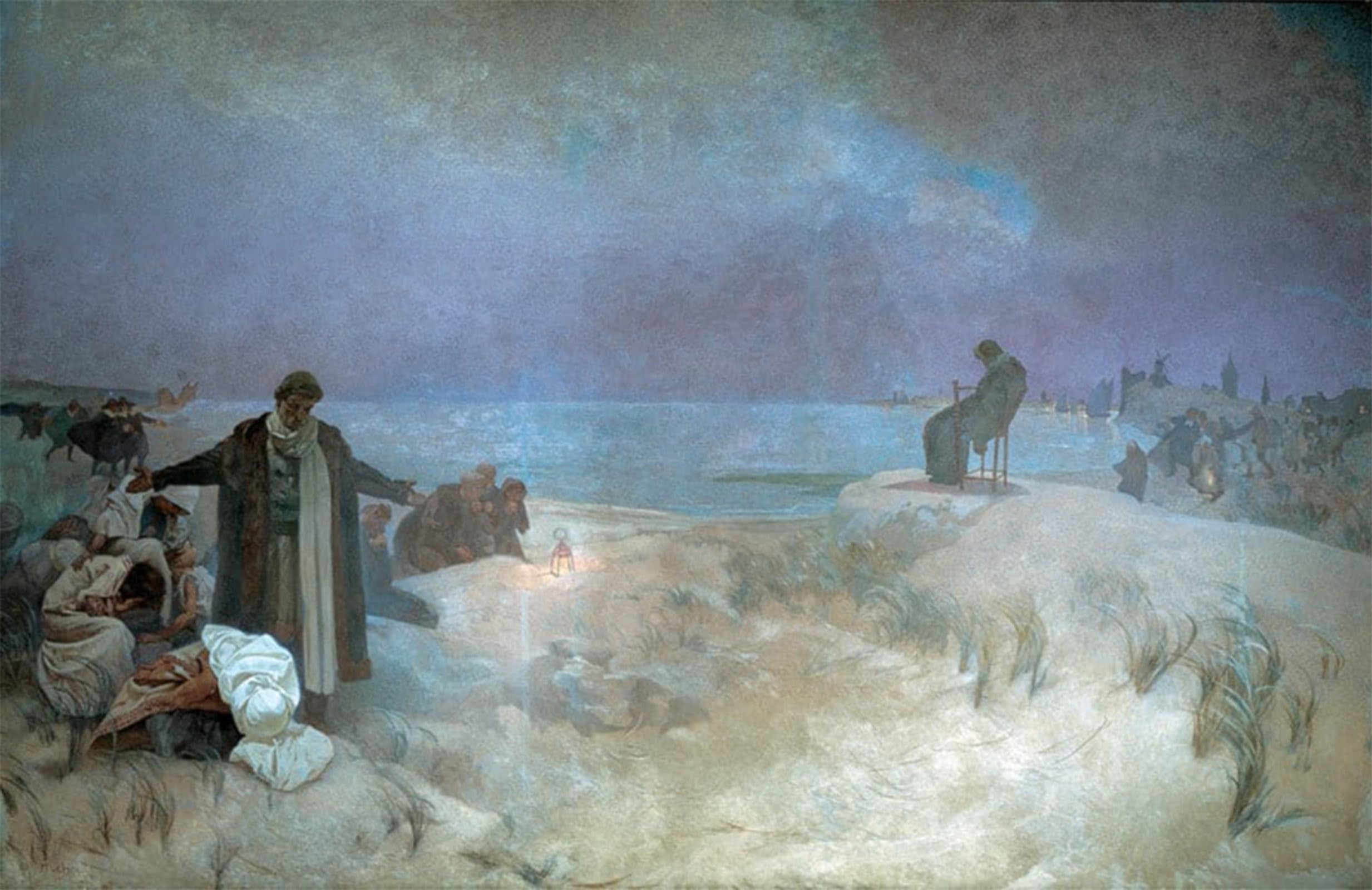SERENDIPITP Vintage Wall Art Canvas Nordic Poster Canvas Print Picture the Slav Epic No. Jan Amos Komensky by Alphonse Maria Mucha Wall Art Poster for Home Decor 60x90cm