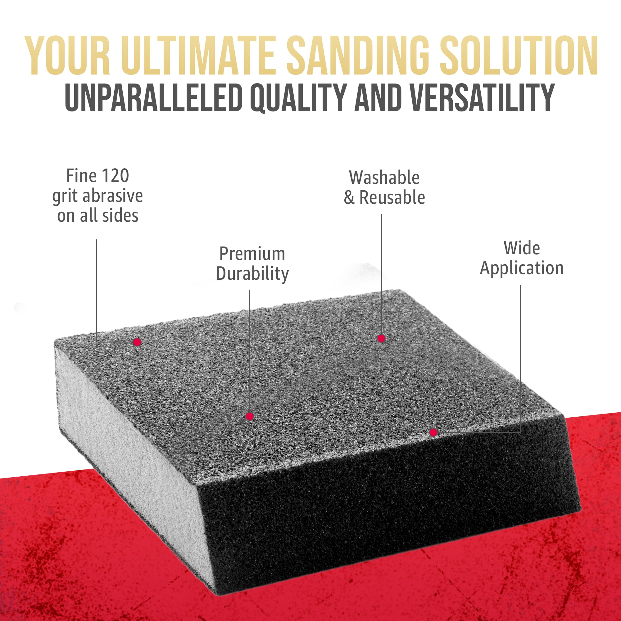 Virginia Abrasives Bloques de esponja de lijado de grano fino de ángulo único de 5 x 3 x 1 pulgadas, ladrillos de espuma de papel de lija lavables y reutilizables, perfectos para acabado de paneles de