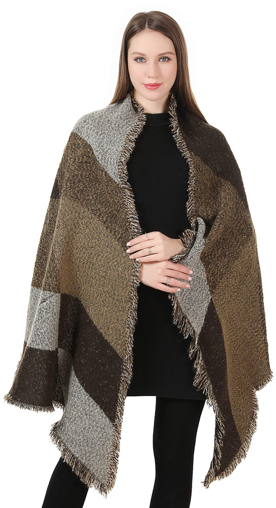 World Of Shawls Women's Winter Shawl Coffee New Celebrity Style Long Scarf Scarves Maxi Sarong Sale (Winter Shawl Coffee)