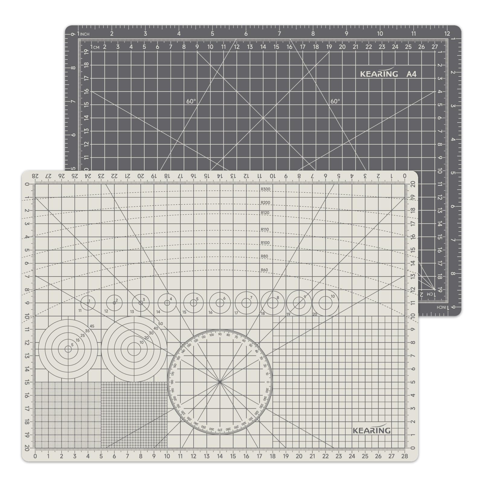 KEARING A4 Self Healing Cutting Mat 9x12 Inch, 3mm Thick Double-Sided High-Contrast Craft Mat with Grid, Premium 5-Ply PVC Cutting Board for Sewing, Quilting, Crafts, 1 PCS