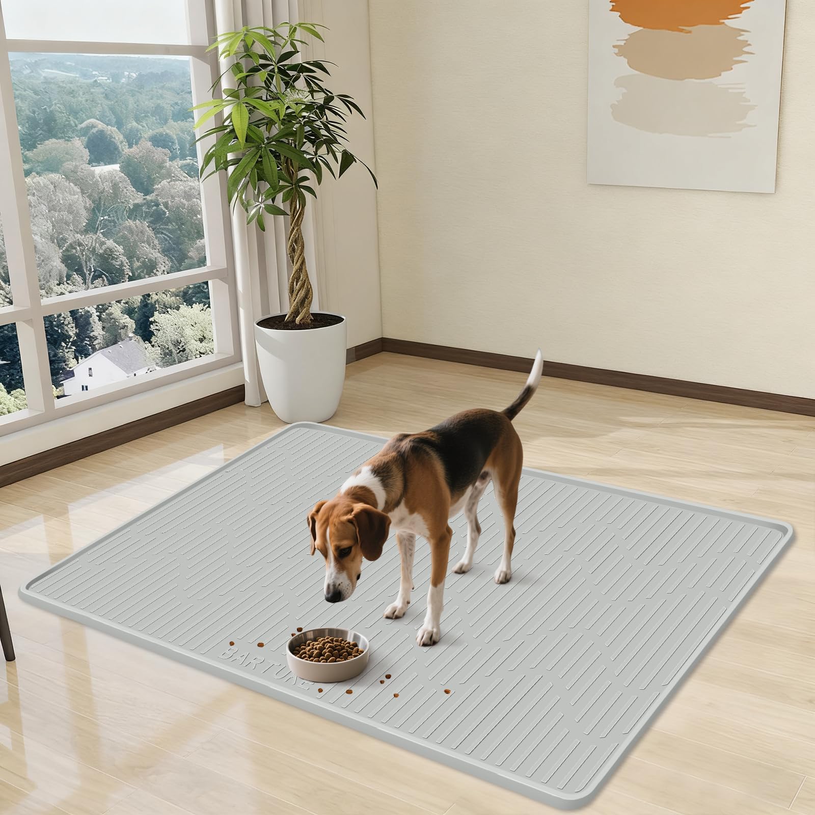 Tapete de Silicona XXL para Comida para Gatos y Perros, 55'' x 38'' Grande tapete de alimentación para Gatos y Perros, Mantel Individual para Alimentos y Agua con Borde Elevado (140x96cm)