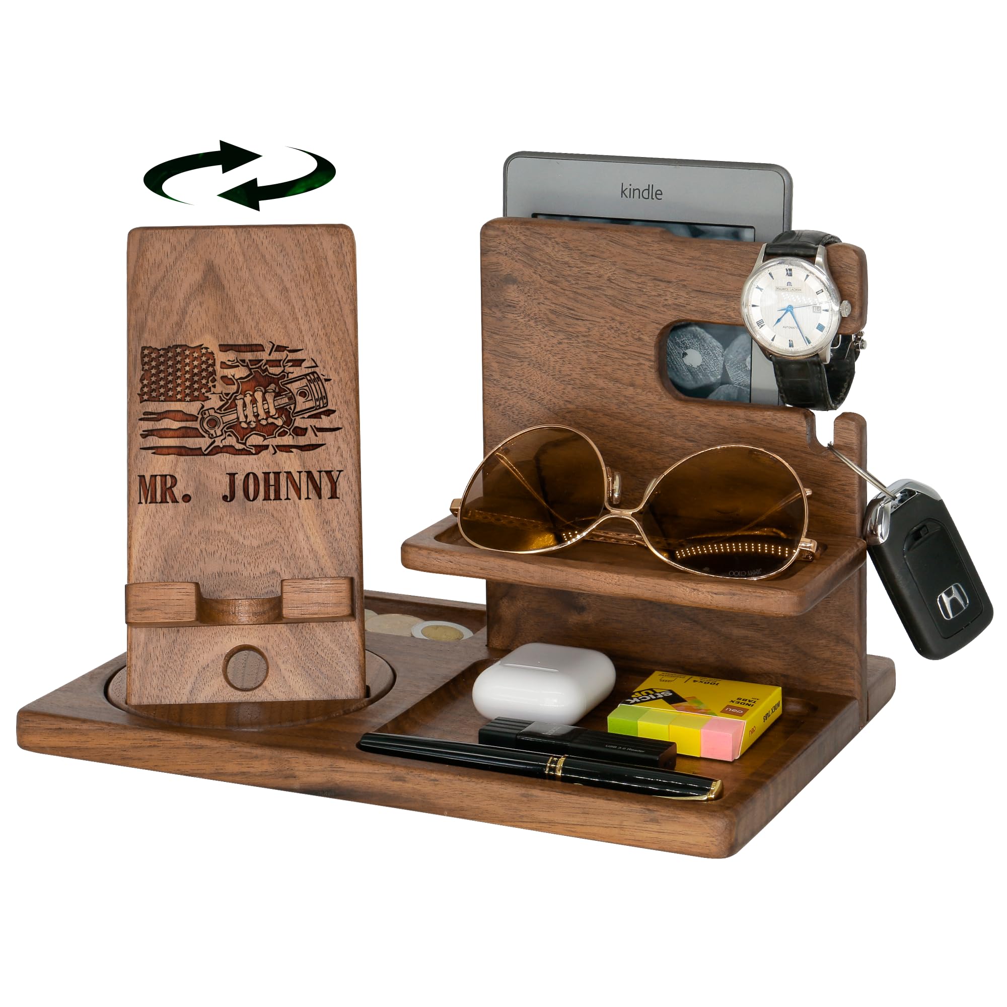 Personalized Desk Organizer with Rotating Phone Stand: Ultimate Mechanic Gifts for Men - Unique Choices for Diesel, Airplane, and Car Mechanics. Perfect for Mechanic Dads, Boyfriends, and Father's Day