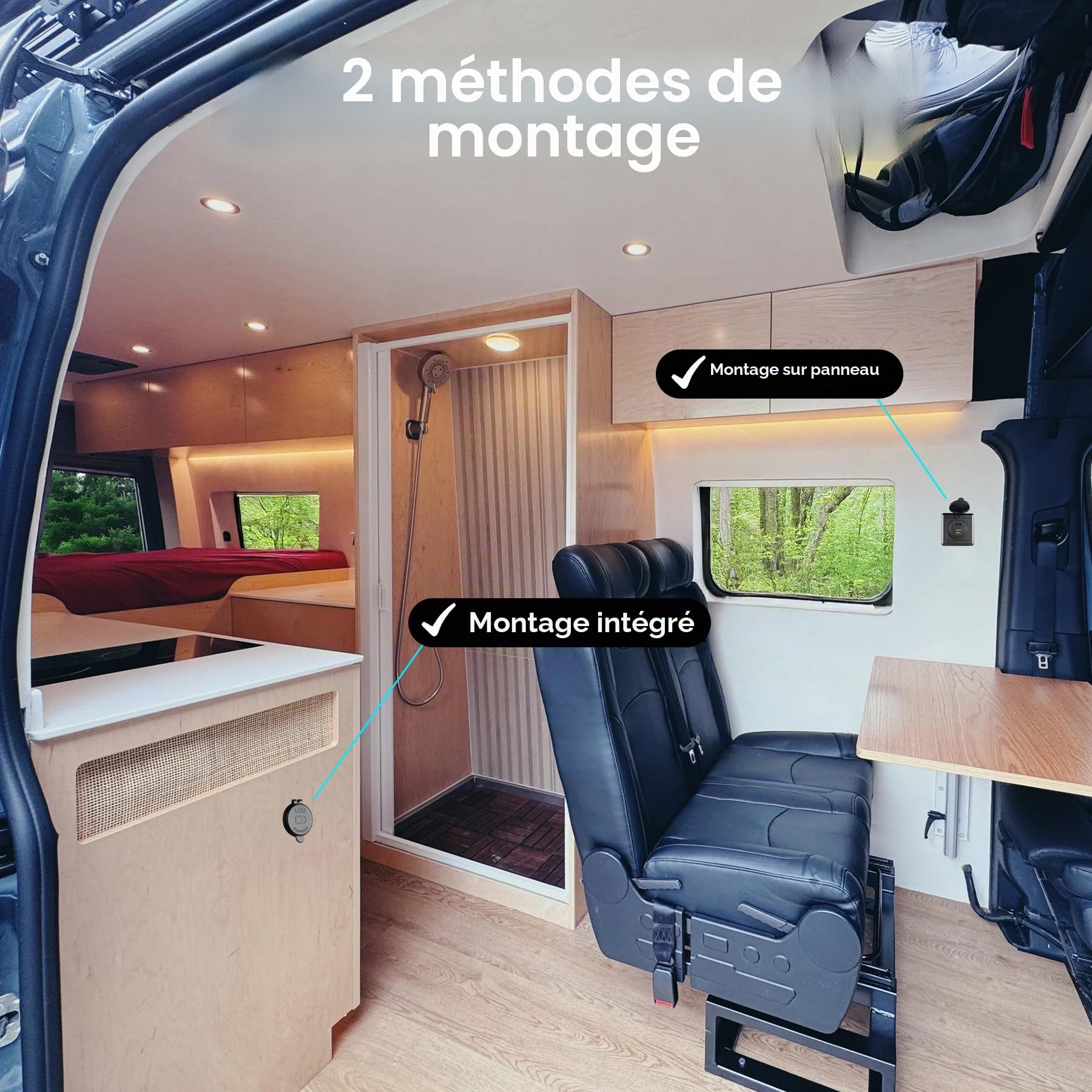 Prise USB 118 W pour véhicule récréatif 100 W PD et 18 W USB-A Double Port, puissante USB-C à Charge Rapide pour Ordinateur Portable, Tablette et téléphones, idéale pour Camping-Car, remorque