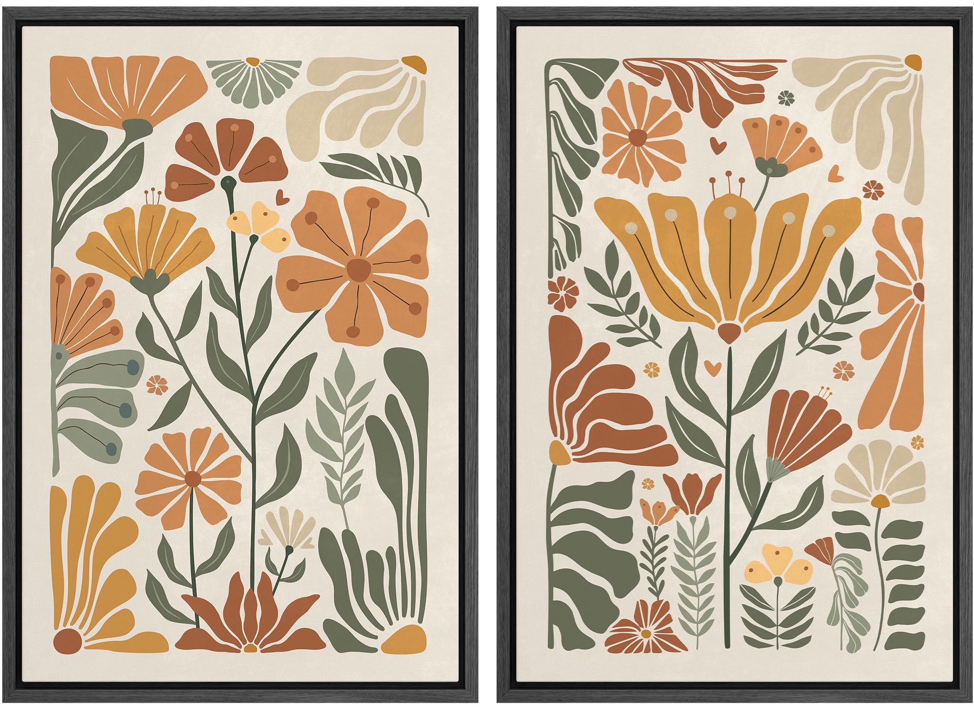 SIGNFORD Framed Canvas Print Wall Art Set Soft Hydrangea Pair Light Blue Florals with Green Leaves Illustration Modern Art Decorative Nordic Nature for Living Room, Bedroom, Office - 24"x36"x2 White — view 131