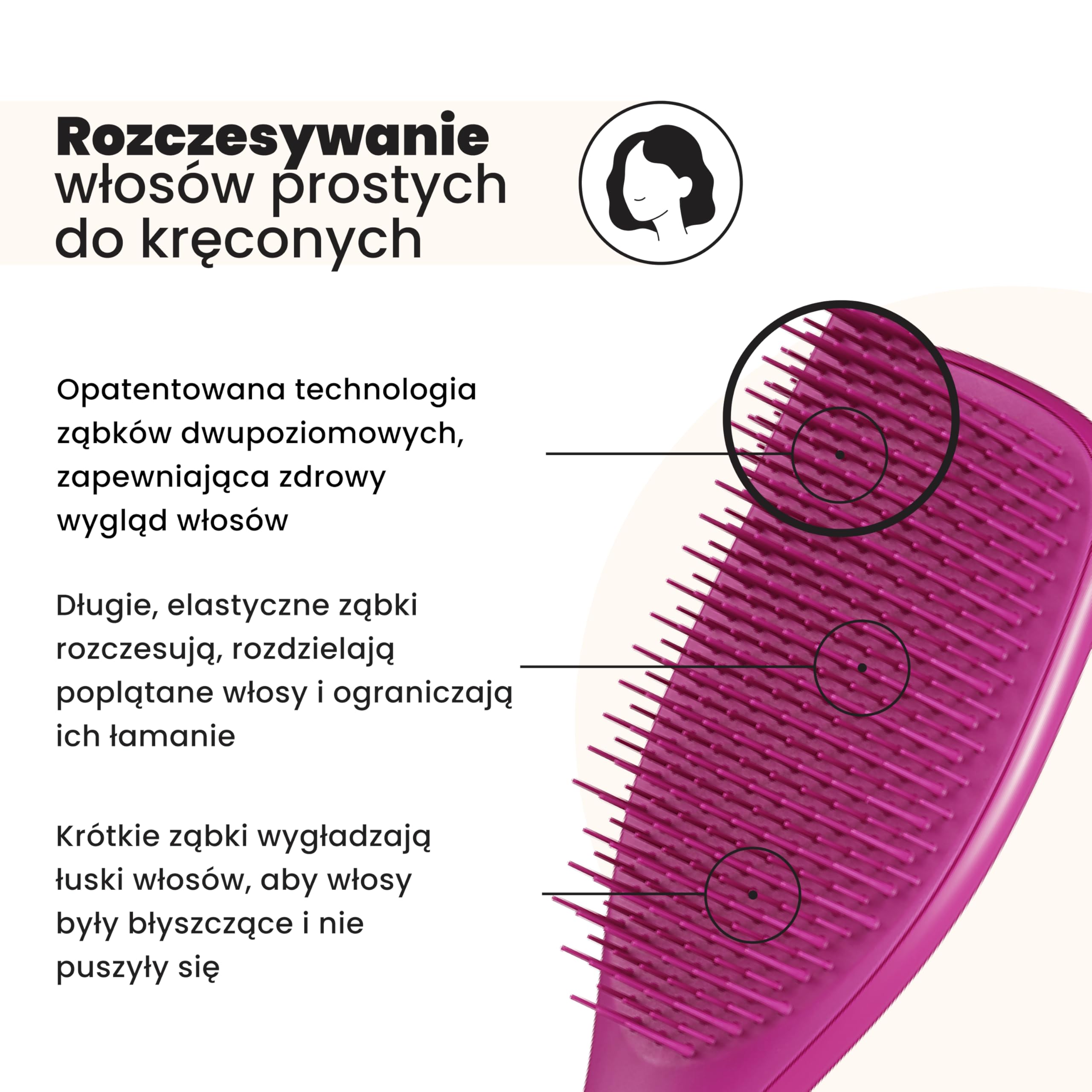 Tangle Teezer Ultimate Detangler - Szczotka do rozczesywania do wszystkich rodzajów włosów - Dwupoziomowe ząbki zmniejszają łamliwość i eliminują splątania - Electric Raspberry Pink