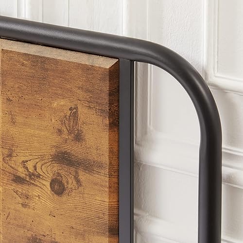 Miniatura 7 de VECELO Base de cama de plataforma tamaño Queen con cabecera de madera, no necesita somier, listones de acero resistente y soporte antideslizante,