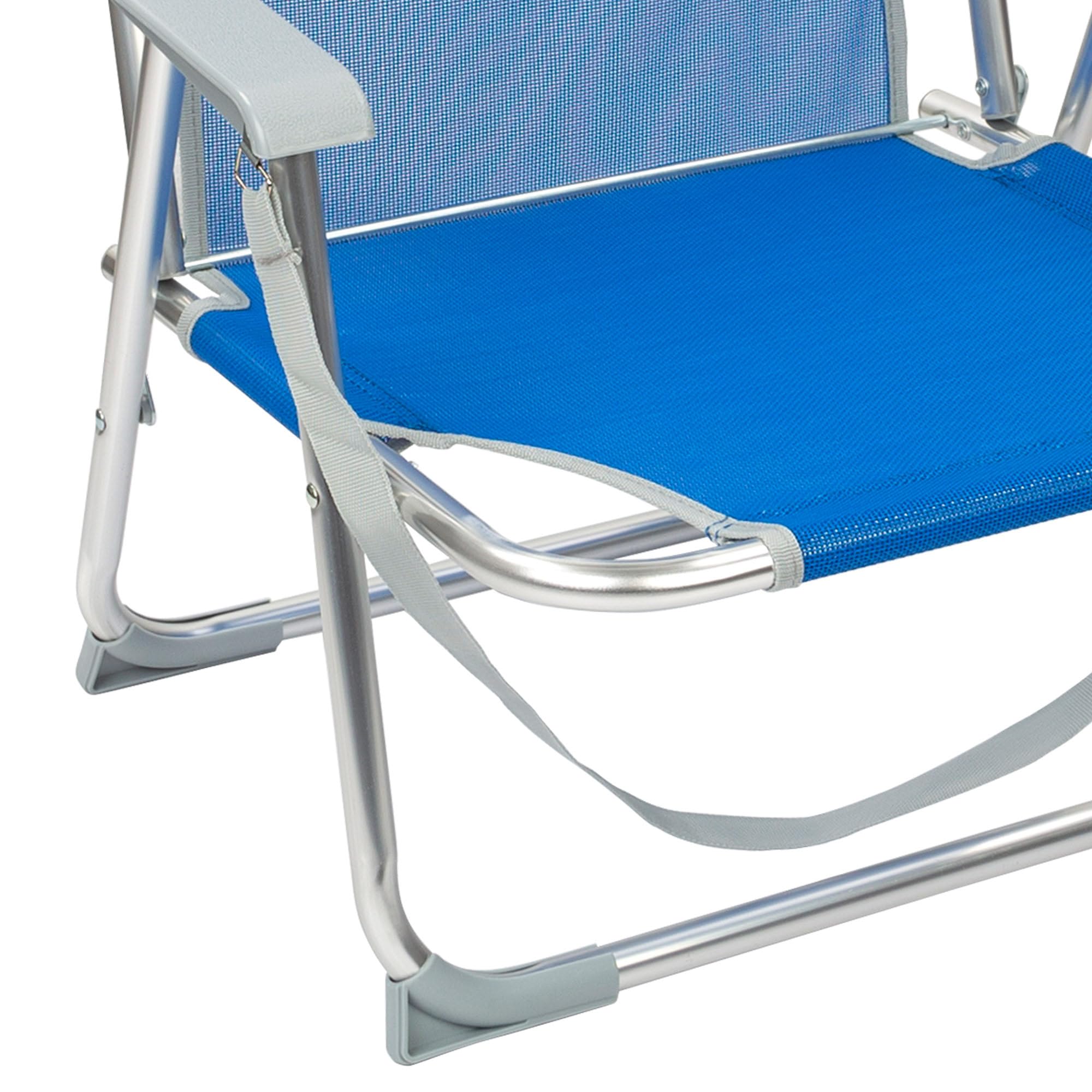 AKTIVE Confezione da 2 sedie da spiaggia pieghevoli, blu, in textilene e alluminio, schienale fisso, 44 x 40 x 72 cm, con maniglia a spalla e fermi antiribaltamento, massimo 100 kg, leggere e