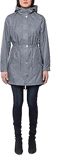 Jones New York Women's Hooded Trench Coat Rain Jacket with Matching Face Mask
