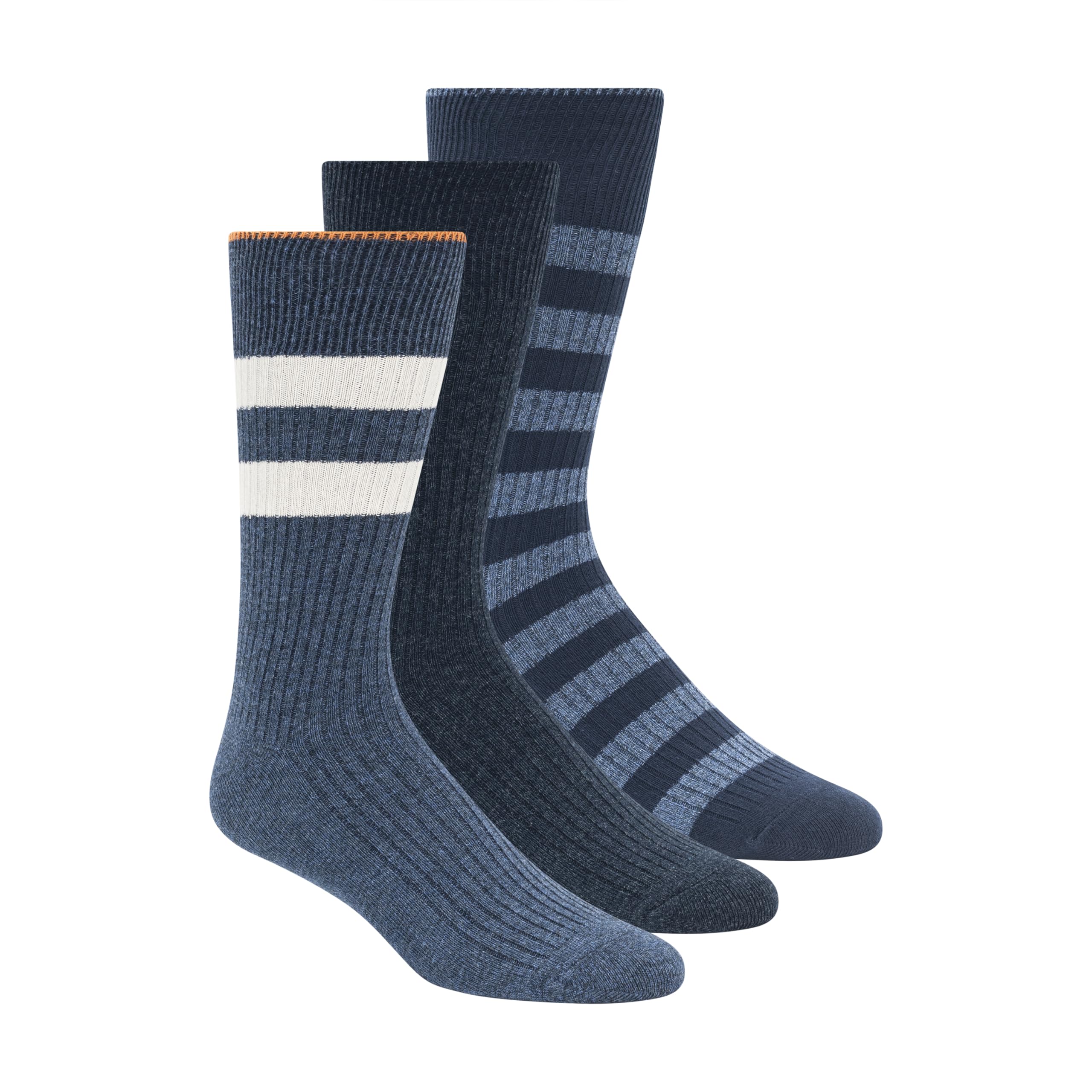 DKNY Men's 3 Pack Cotton Crew Socks, Navy/Denim, 9-13 UK (Pack of 3)