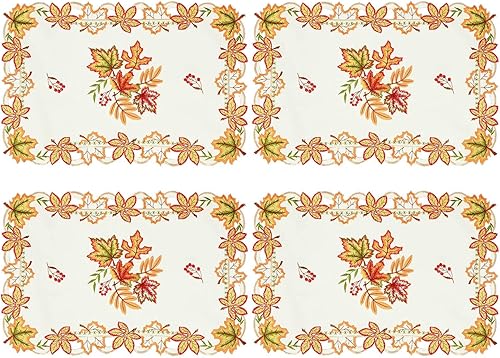 Miniatura 8 de Simhomsen Camino de mesa de hojas de arce de Acción de Gracias para decoraciones de otoño u otoño, bordado (13 x 54 pulgadas)