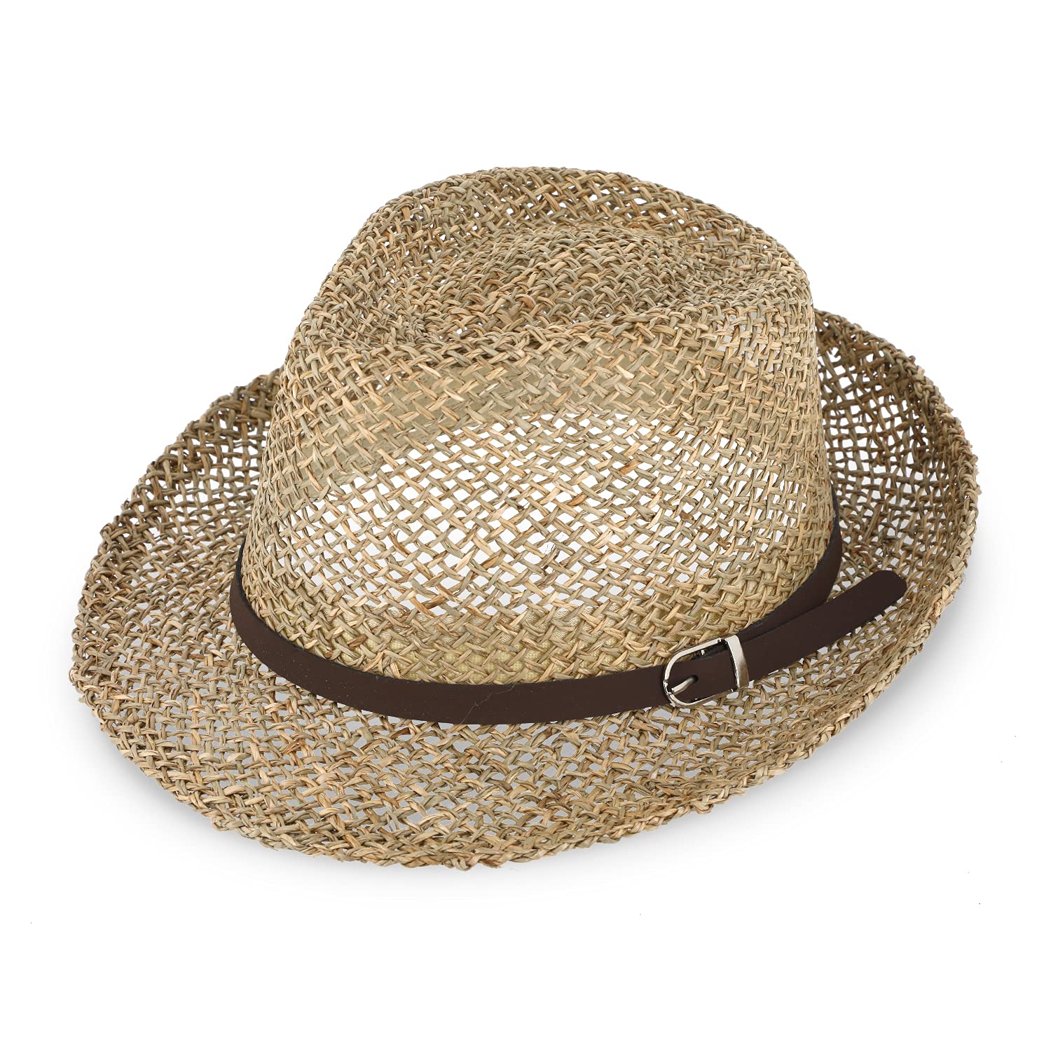 fiebig Trilby Sea Grass for Women & Men | Sunhat Made of 100% Straw | Summerhat with Imitation Leather Band in Many Sizes (57-M) Natural