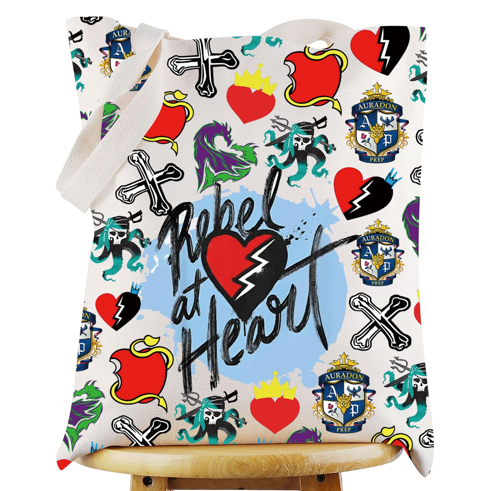 WZMPA Movie Tote Bag Jay ＆ Mal Fans Gift Evil Queen Reusable Grocery Bag Villain Merchandise