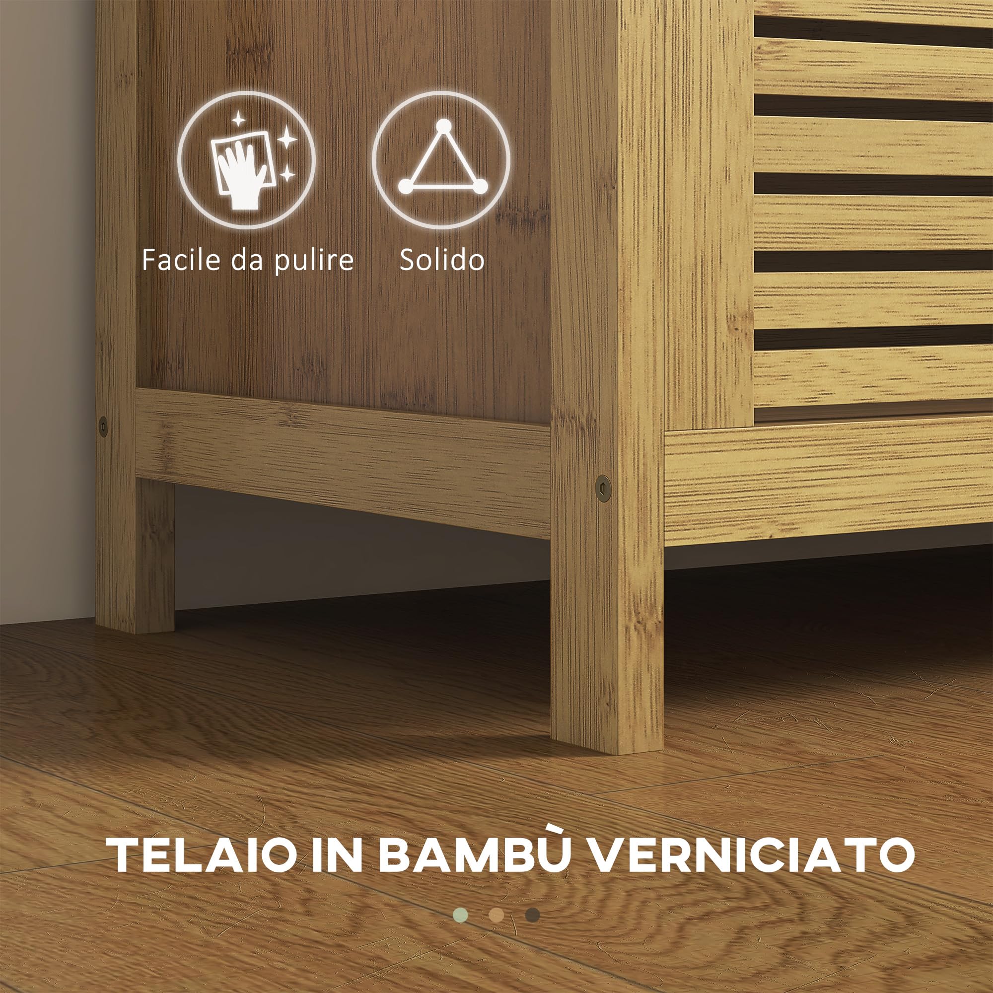 HOMCOM Panca Scarpiera a Doghe da Ingresso con Design a Ribalta, Mobile per Scarpe in Legno di Bambù, 100x40x60 cm, color Legno