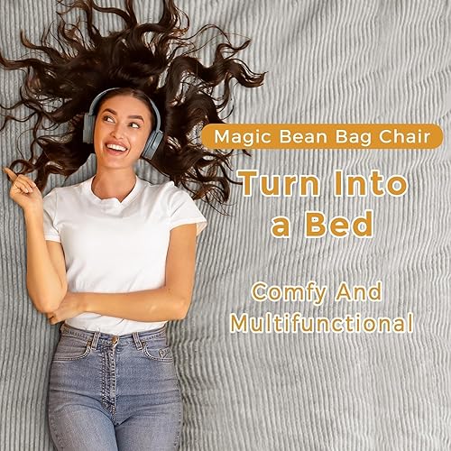 Vista 4 de MAXYOYO Puf gigante para adultos, puf convertible que se pliega de silla perezosa a colchón de suelo, sofá grande para suelo, sofá grande, relleno