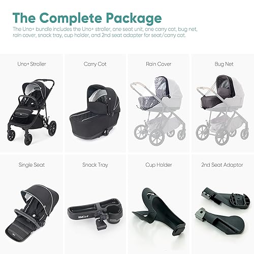 Miniatura 3 de KidCo Uno+ - Cochecito de viaje con sistema de viaje, cochecitos dobles de lujo para recién nacidos a niños pequeños con cuna de transporte a juego,
