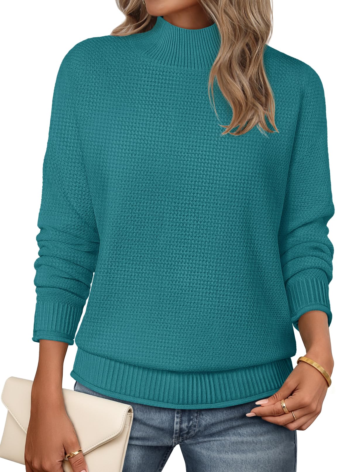 MEROKEETY Womens Turtleneck Long Sleeve Fall Cozy Knit Sweater 2026 Trendy | Loose Pullover, Ribbed Hem, Solid Color, Drop Shoulder, Casual Jumper Top, Cozy Outfits, Fall Fashion, Warm Winter Clothing