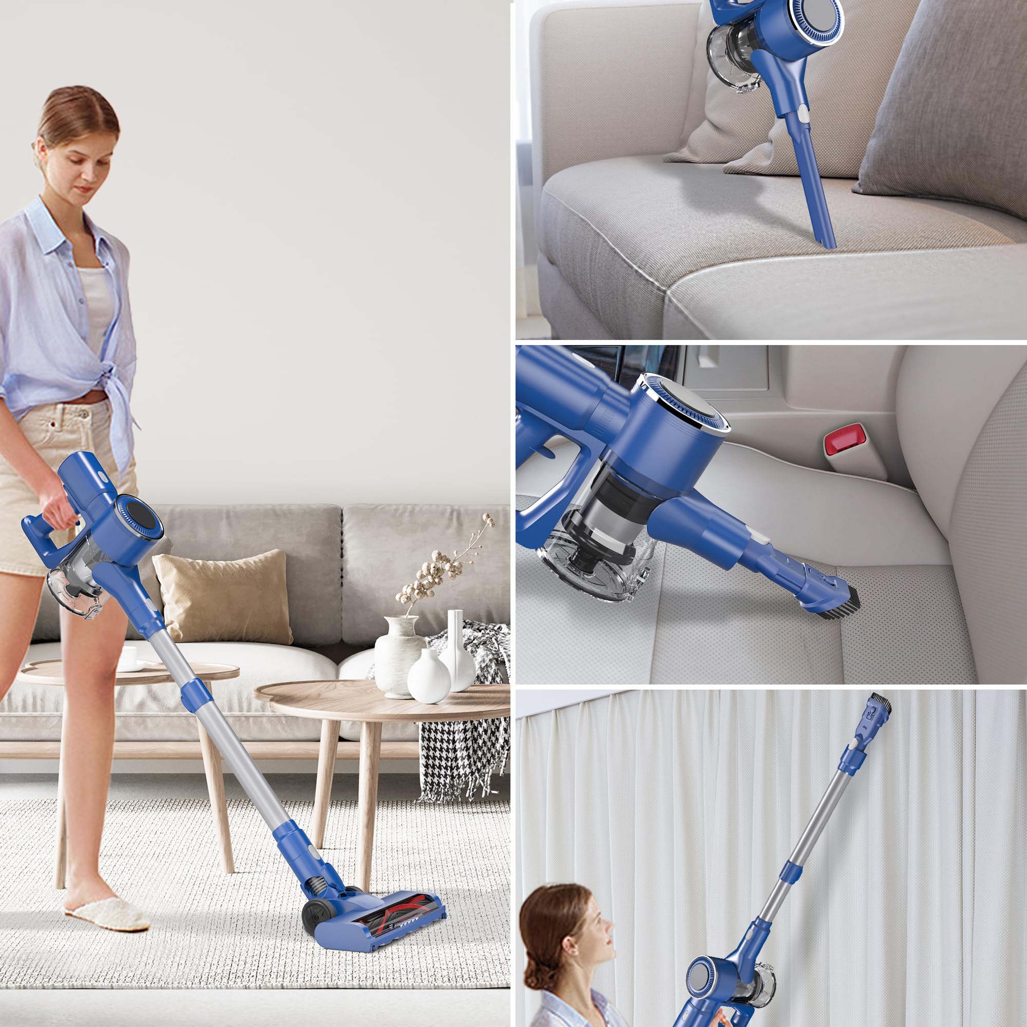ENCHE Cordless Stick Vacuum Cleaner - 450W, 45KPa Strong Suction, 50 Min Runtime, Self-Standing, For Pet Hair & Carpets