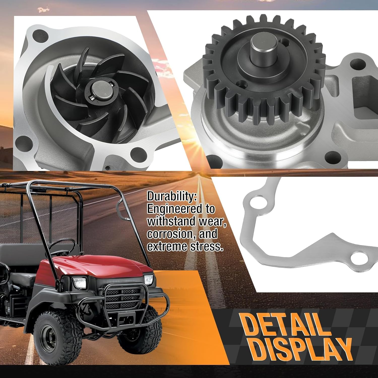 Water Pump w/Gaskets For Kawasaki Mule 2500 2510 2520 3000 3010 3020 4000 4010 KAF620 1993-2024 49044-2066