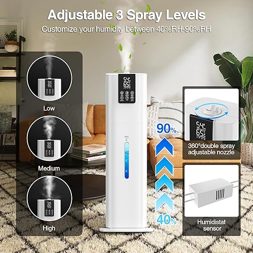 Miniatura 5 de Smart Humidifiers Large Room Bedroom Home,2.11Gal(8L) Quiet Top Fill Cool Mist Humidifier,Smart App & Remote Control, 3 Speed Humidifier with
